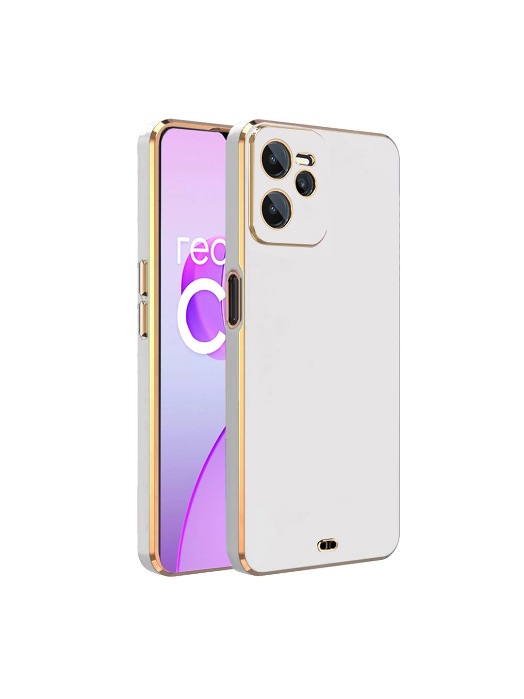 

Karwan White Electroplated Chrome 6D Realme C35 Back Cover
