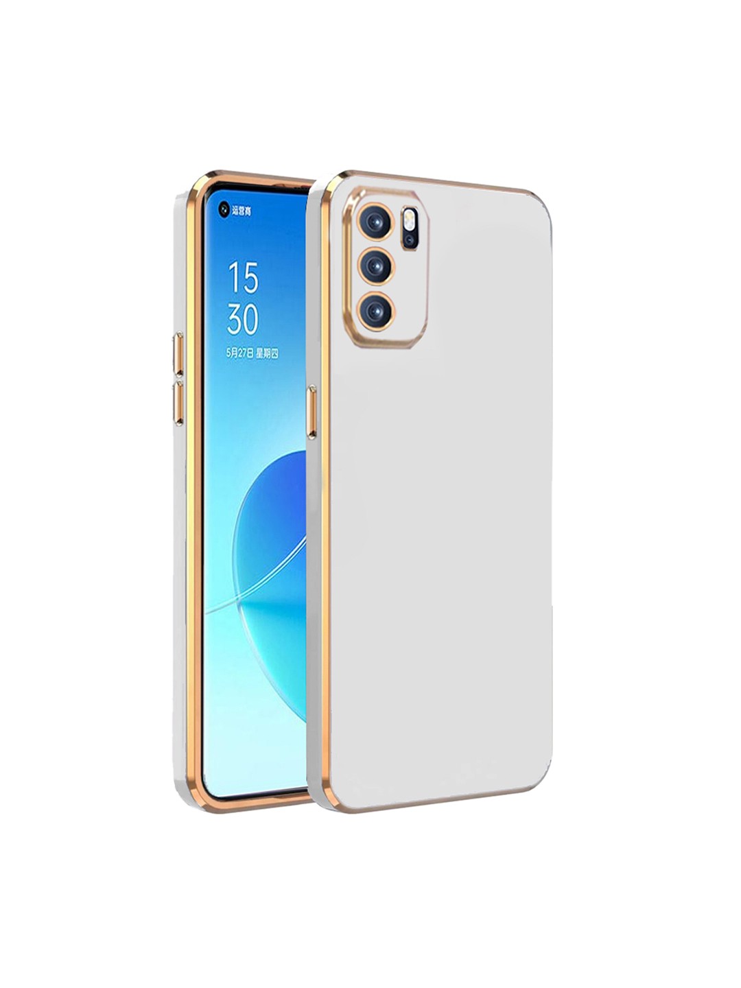 

Karwan Electroplated Chrome 6D Oppo RENO 6 Pro Phone Back Cover, White