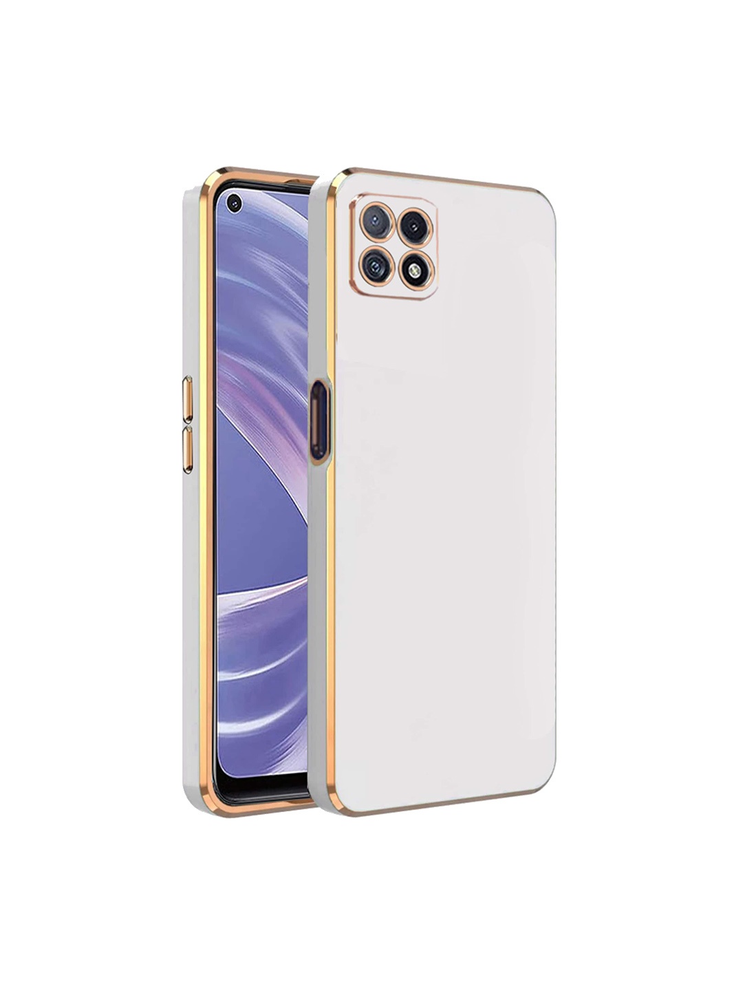 

KARWAN Electroplated Chrome 6D Oppo A73 5G Phone Back Cover, White