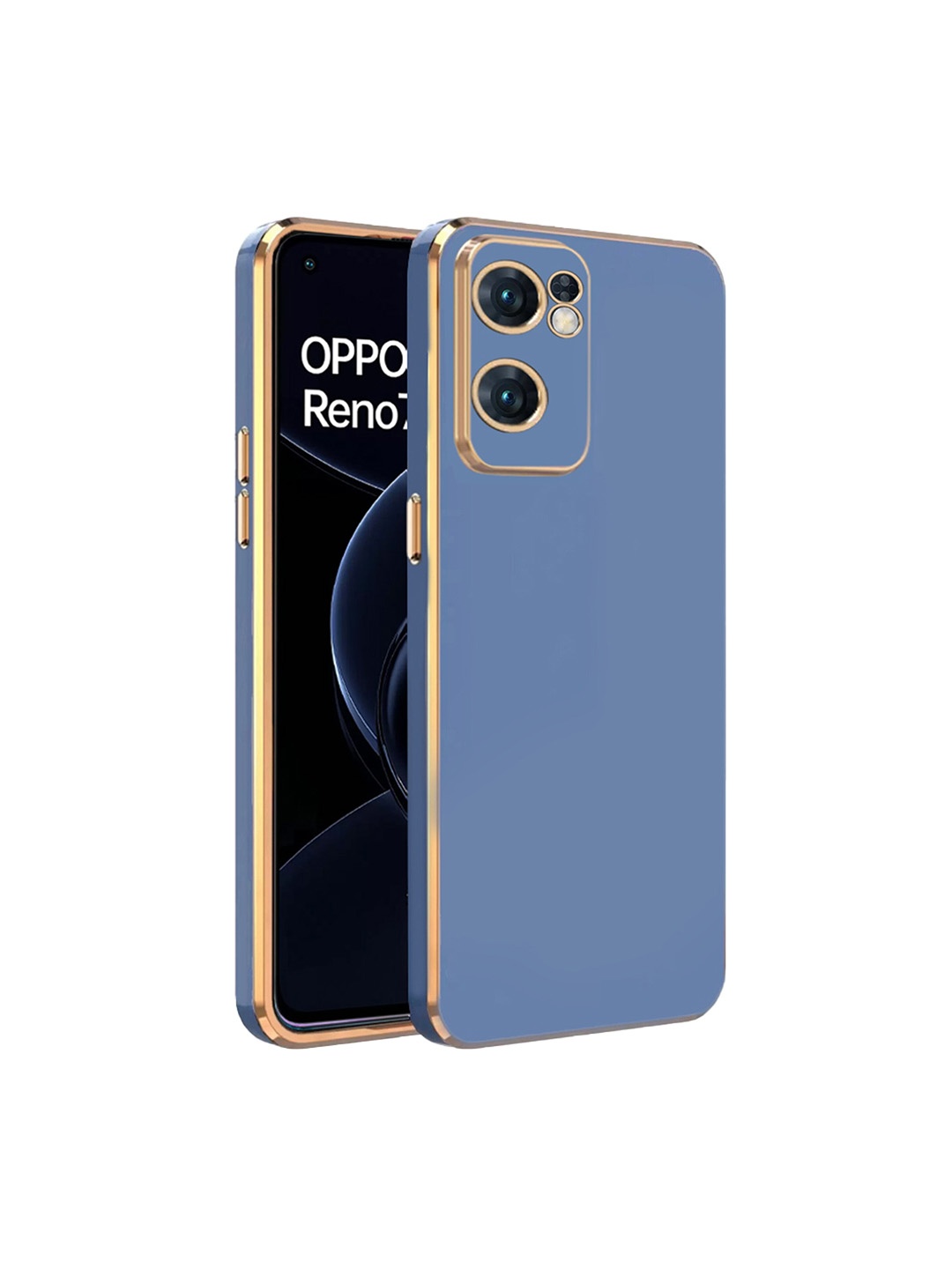 

KARWAN Electroplated Chrome 6D Oppo RENO 7 Phone Back Cover, Blue