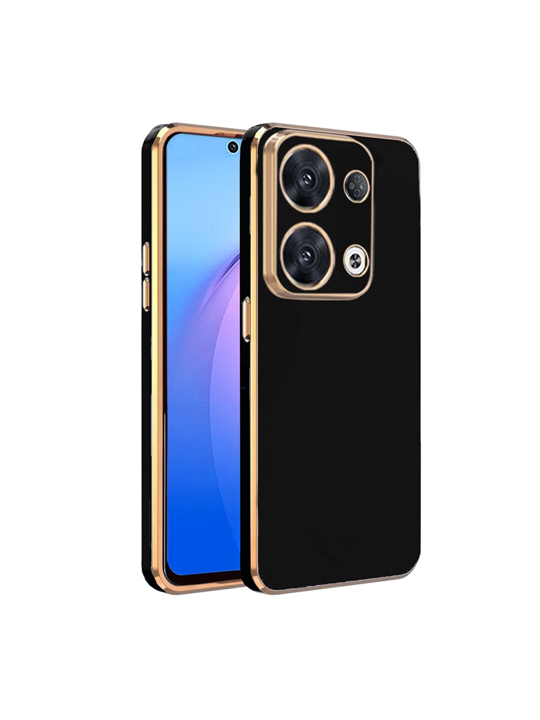 

Karwan Electroplated Chrome 6D Oppo Reno 8 Pro Plus Phone Back Cover, Black