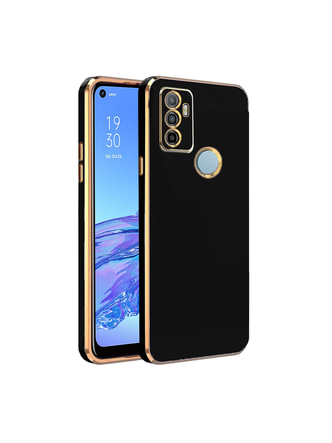 

Karwan Electroplated Chrome 6D Oppo A53 2020 Phone Back Cover, Black