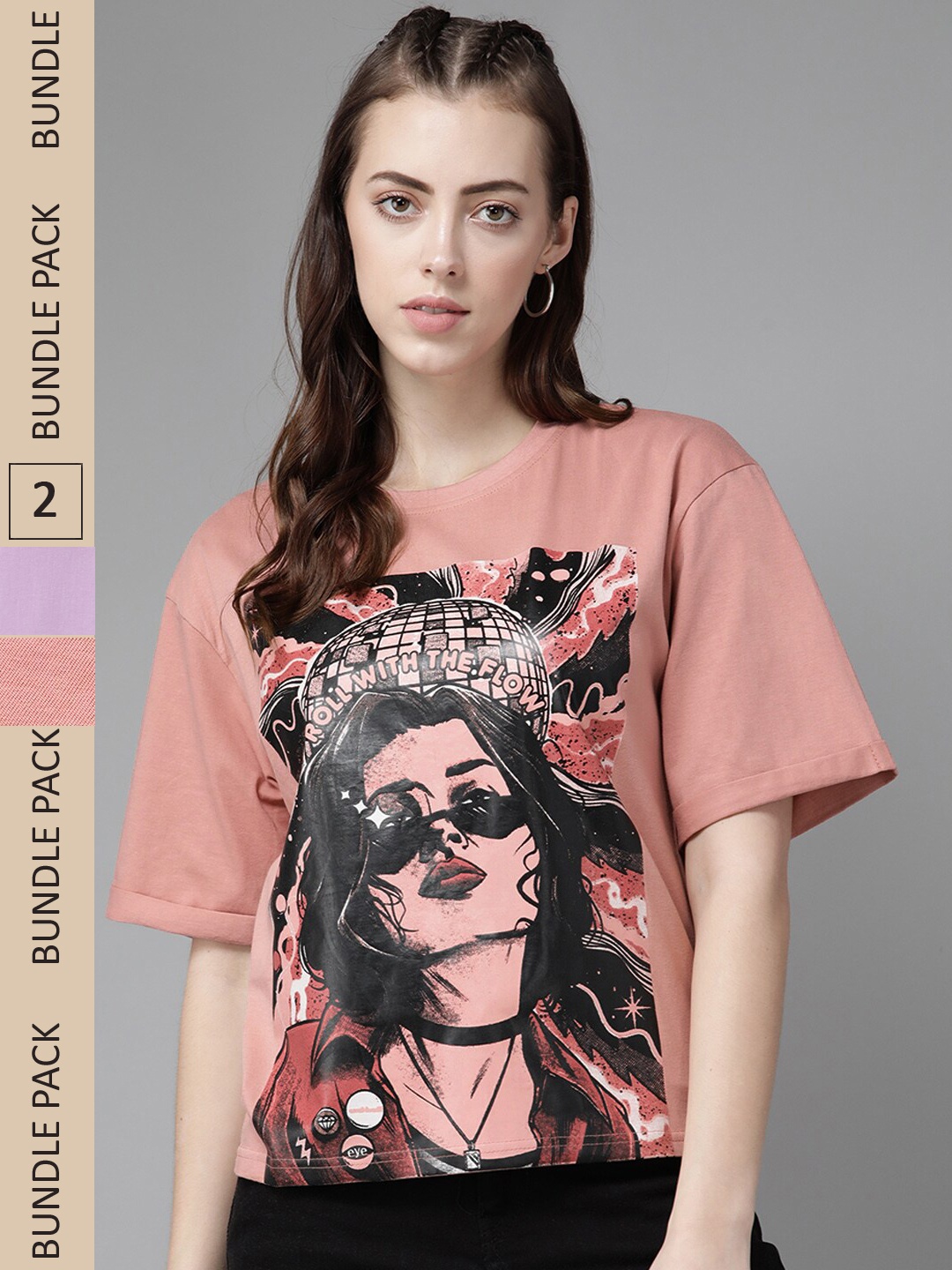 

The Dry State Women Pack of 2 Printed Loose T-shirt, Orange