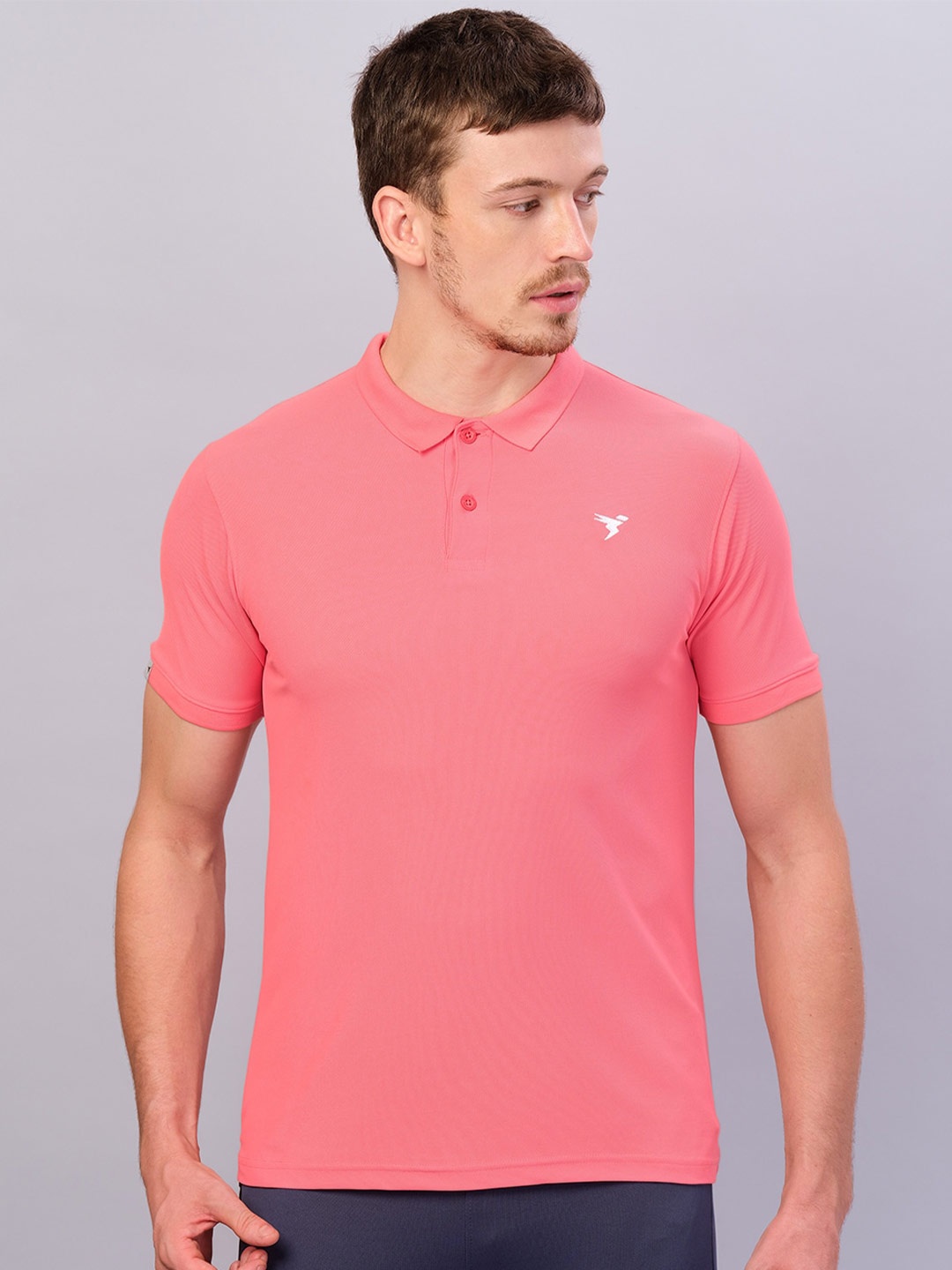 

Technosport Men Active Slim Fit Polo T-shirt, Coral