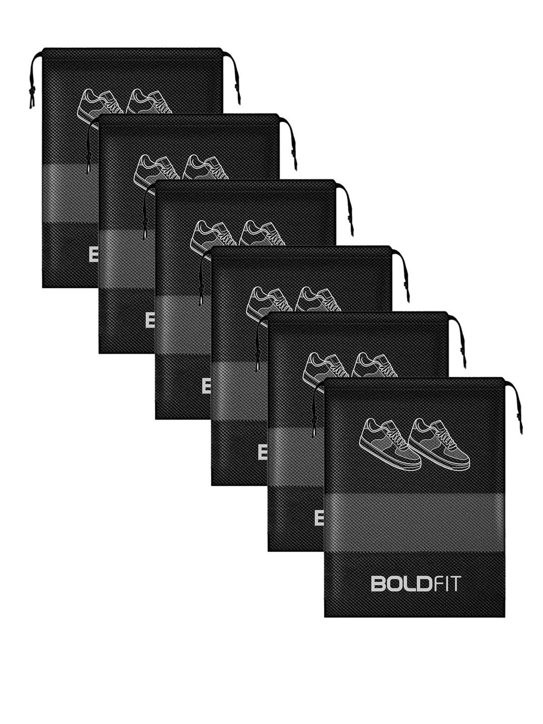 

BOLDFIT 6 Pieces Black Shoe Organizers
