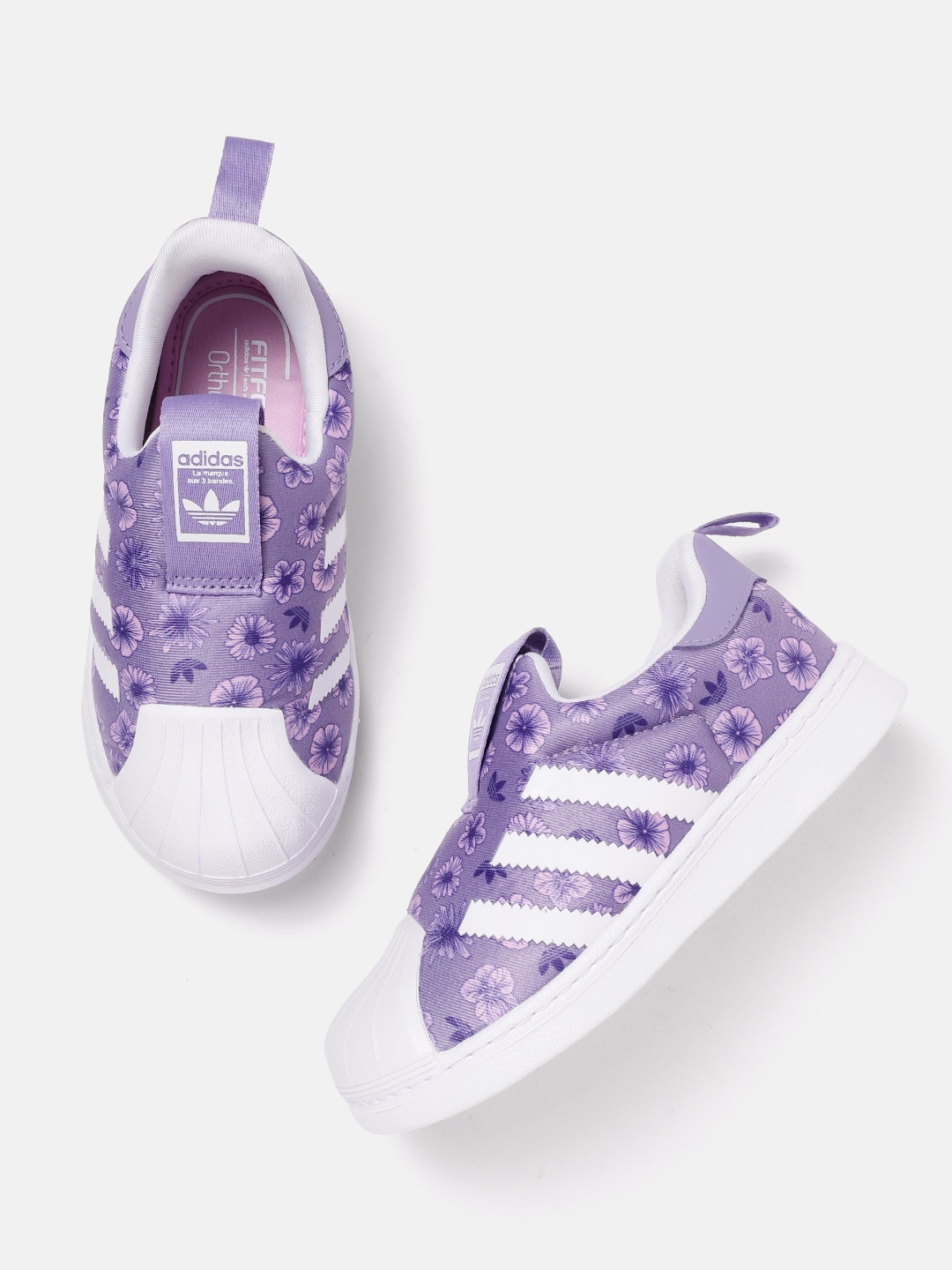 

ADIDAS Originals Kids Floral Printed Superstar 360 I Slip-On Sneakers, Purple
