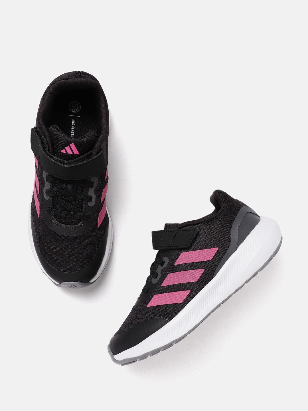 

ADIDAS Kids Woven Design Runfalcon 3.0 EL Running Shoes, Black