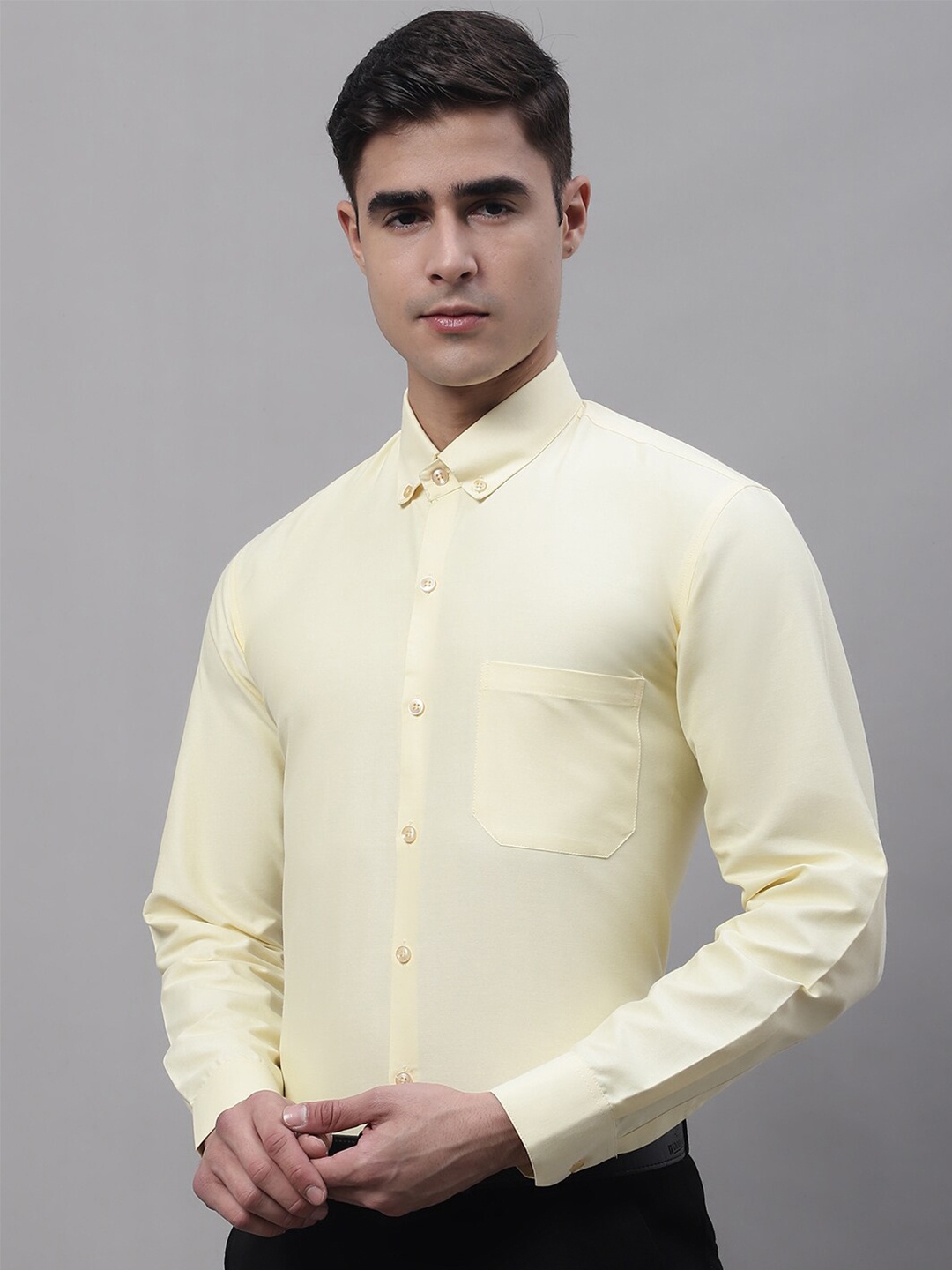 

JAINISH Men Classic Formal Pure Cotton Shirt, Yellow