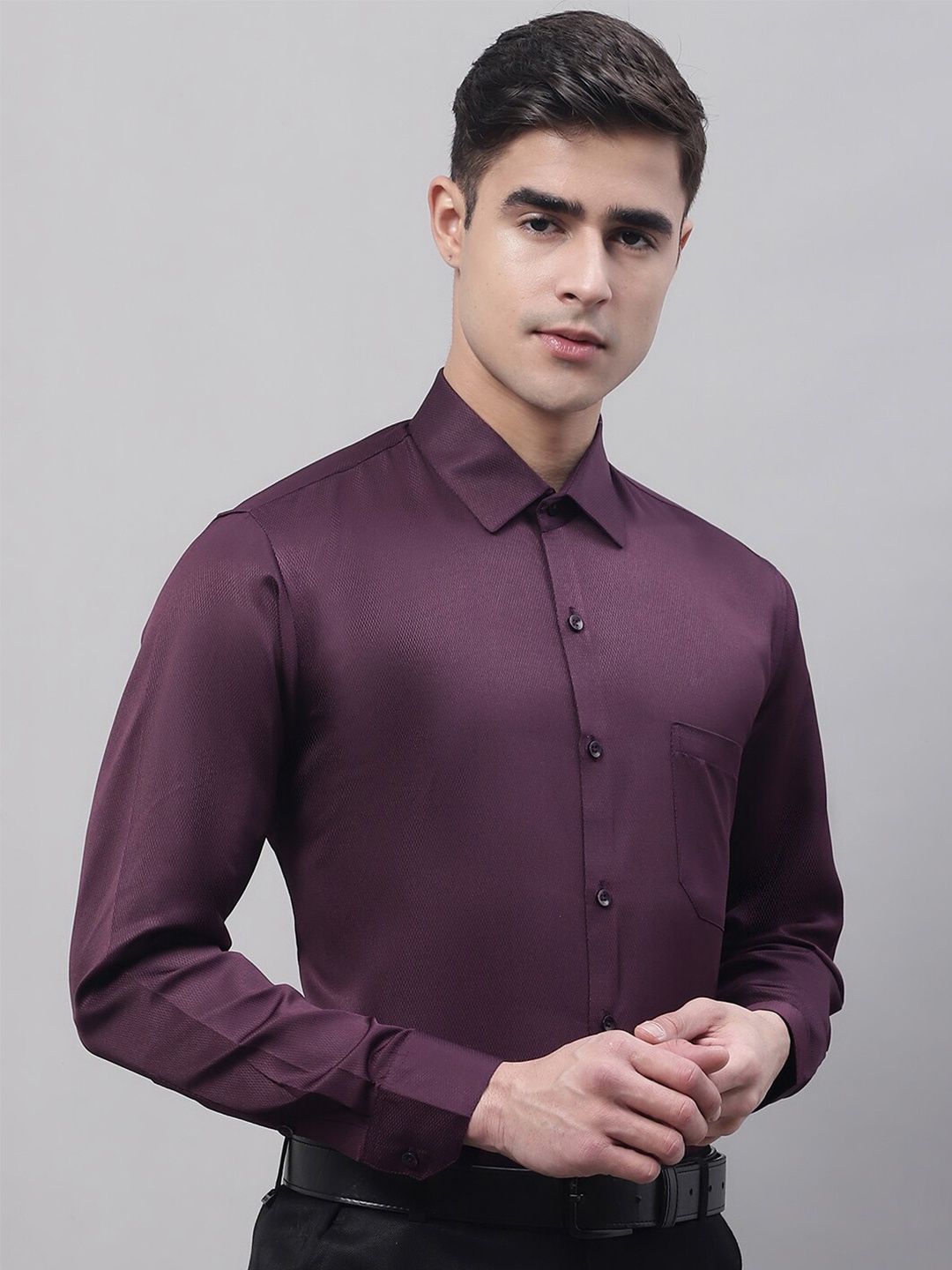 

JAINISH Classic Spread Collar Slim Fit Formal Shirt, Purple