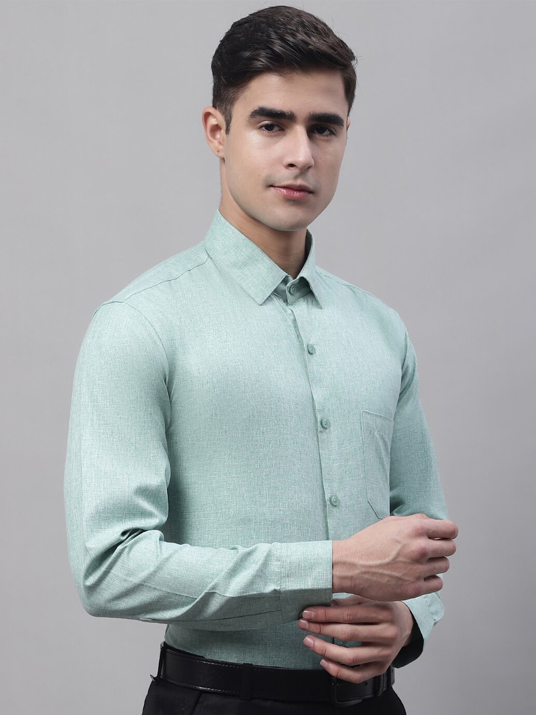 

JAINISH Classic Spread Collar Slim Fit Formal Shirt, Green