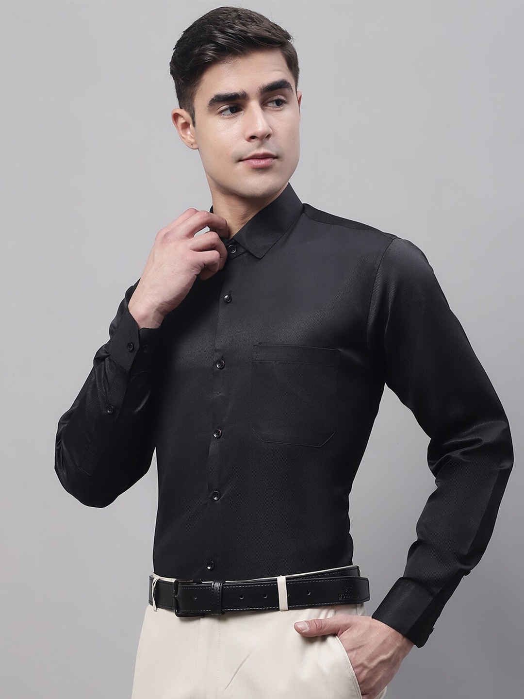 

JAINISH Classic Spread Collar Slim Fit Formal Shirt, Black
