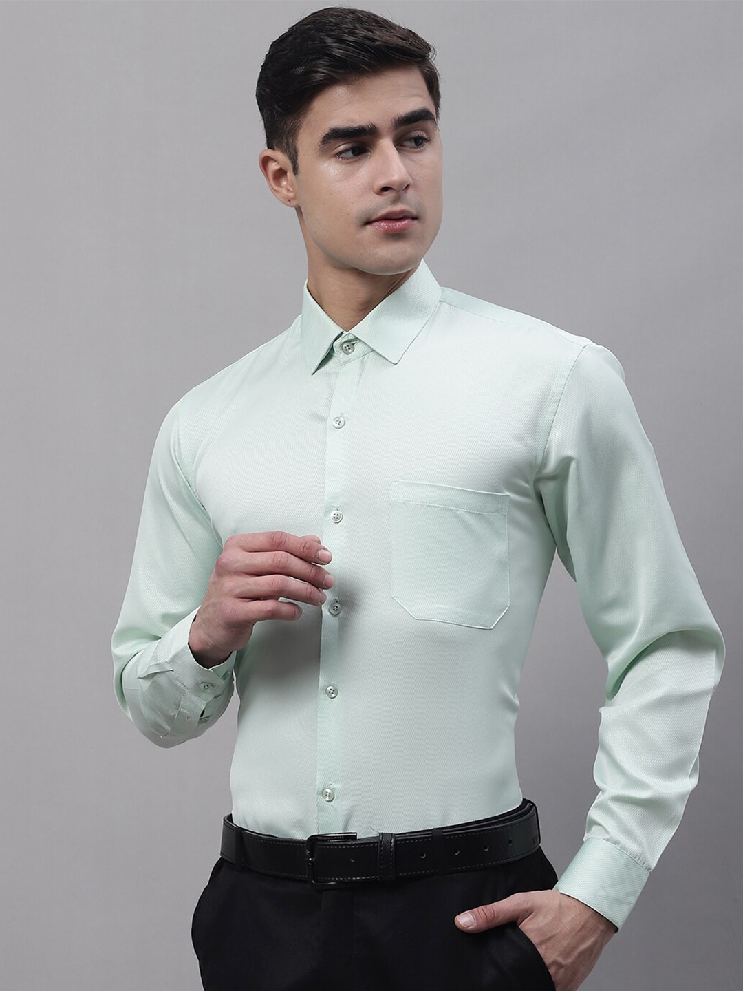 

JAINISH Men Textured Classic Formal Shirt, Green