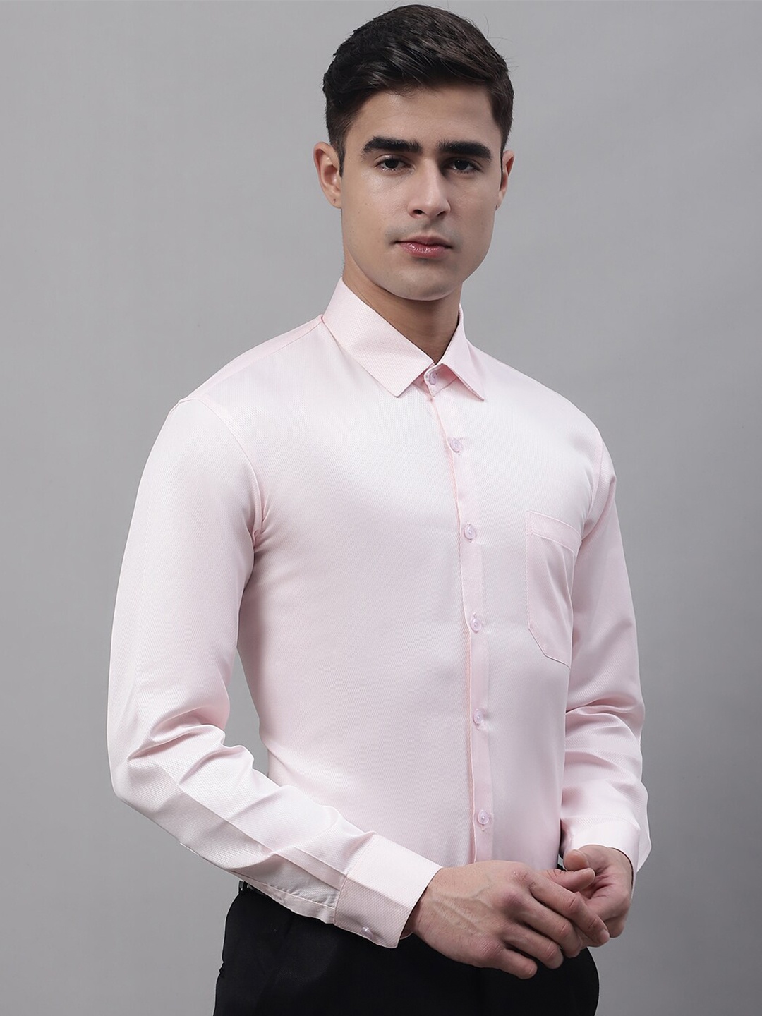 

JAINISH Men Spread Collar Classic Formal Shirt, Pink