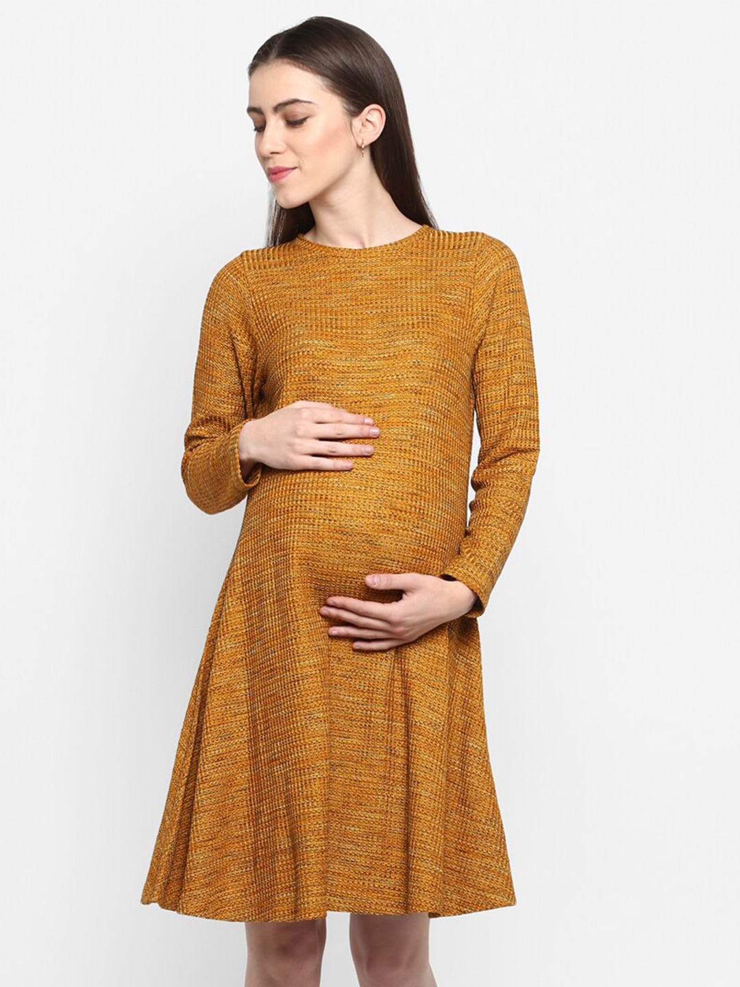 

Momsoon Maternity Self Design A-Line Dress, Yellow