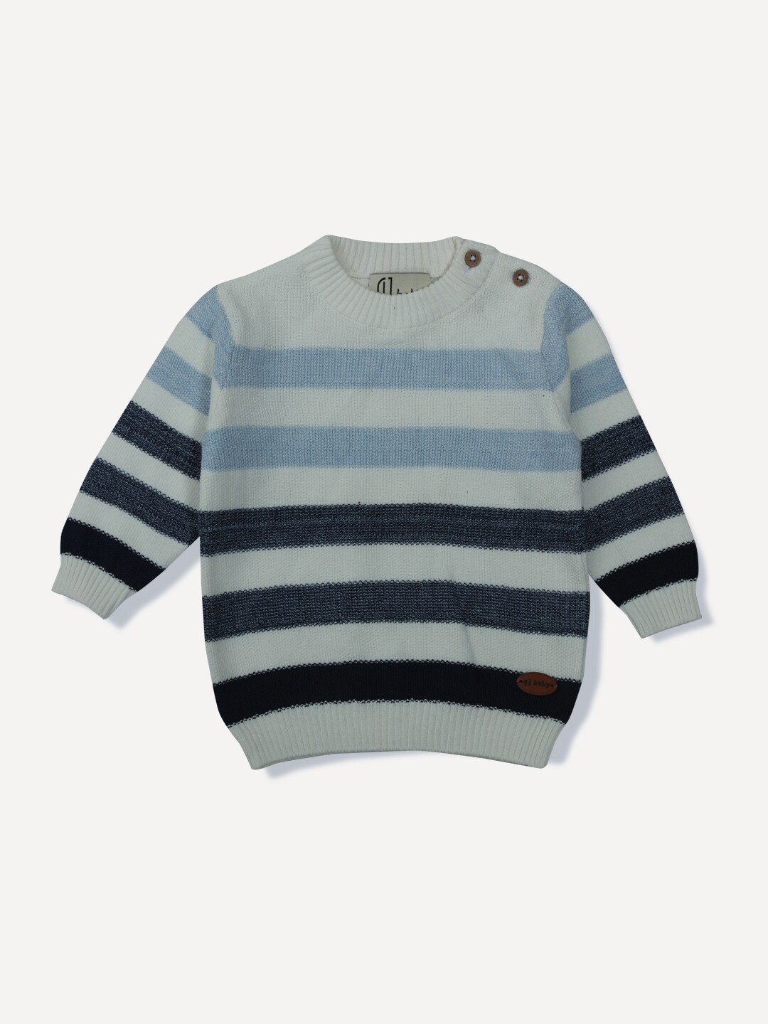 

Gini and Jony Boys Striped Pullover Wool Sweater, Off white