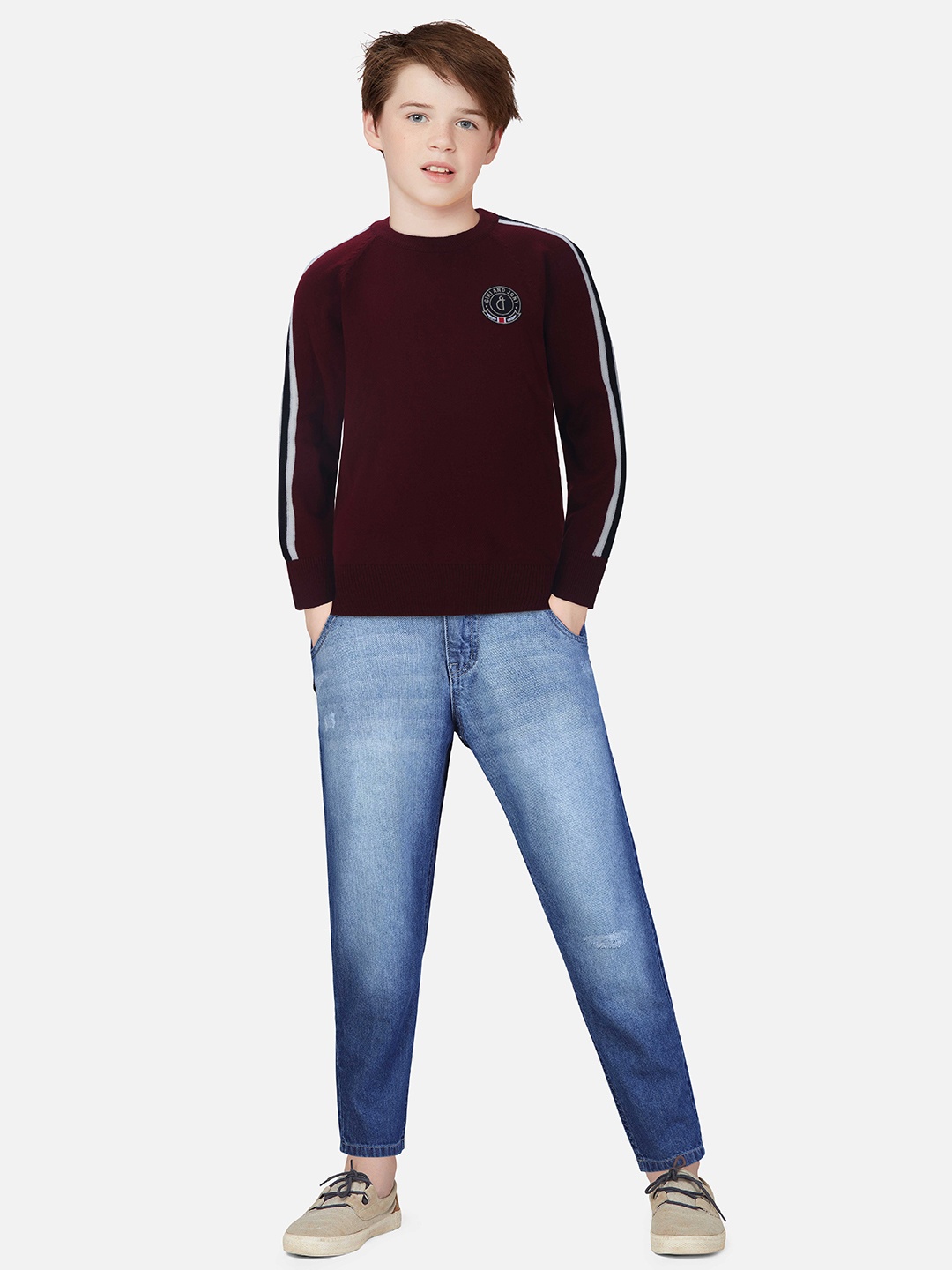 

Gini and Jony Boys Round Neck Pullover, Maroon