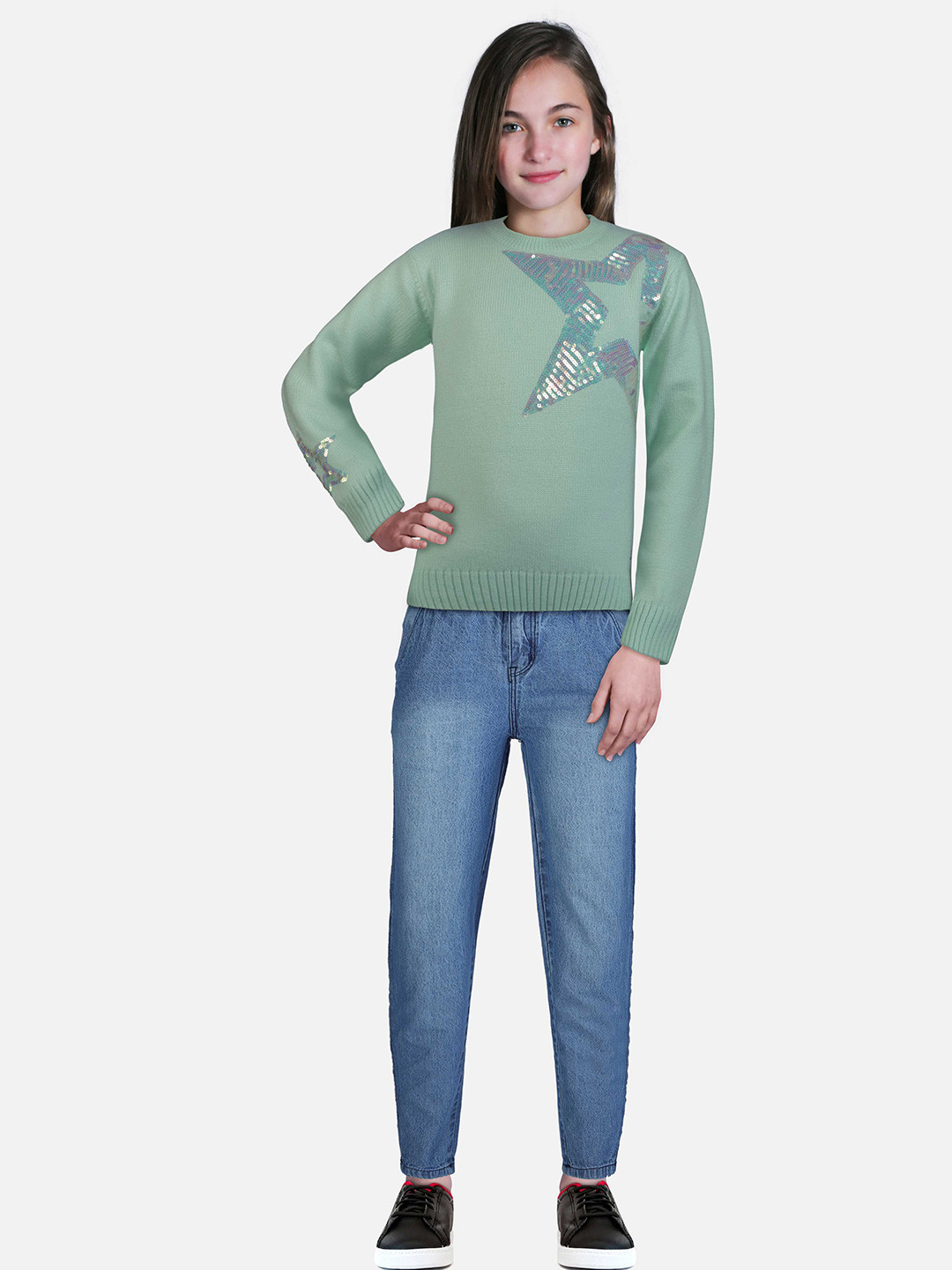 

Gini and Jony Girls Sequinned Pullover, Green