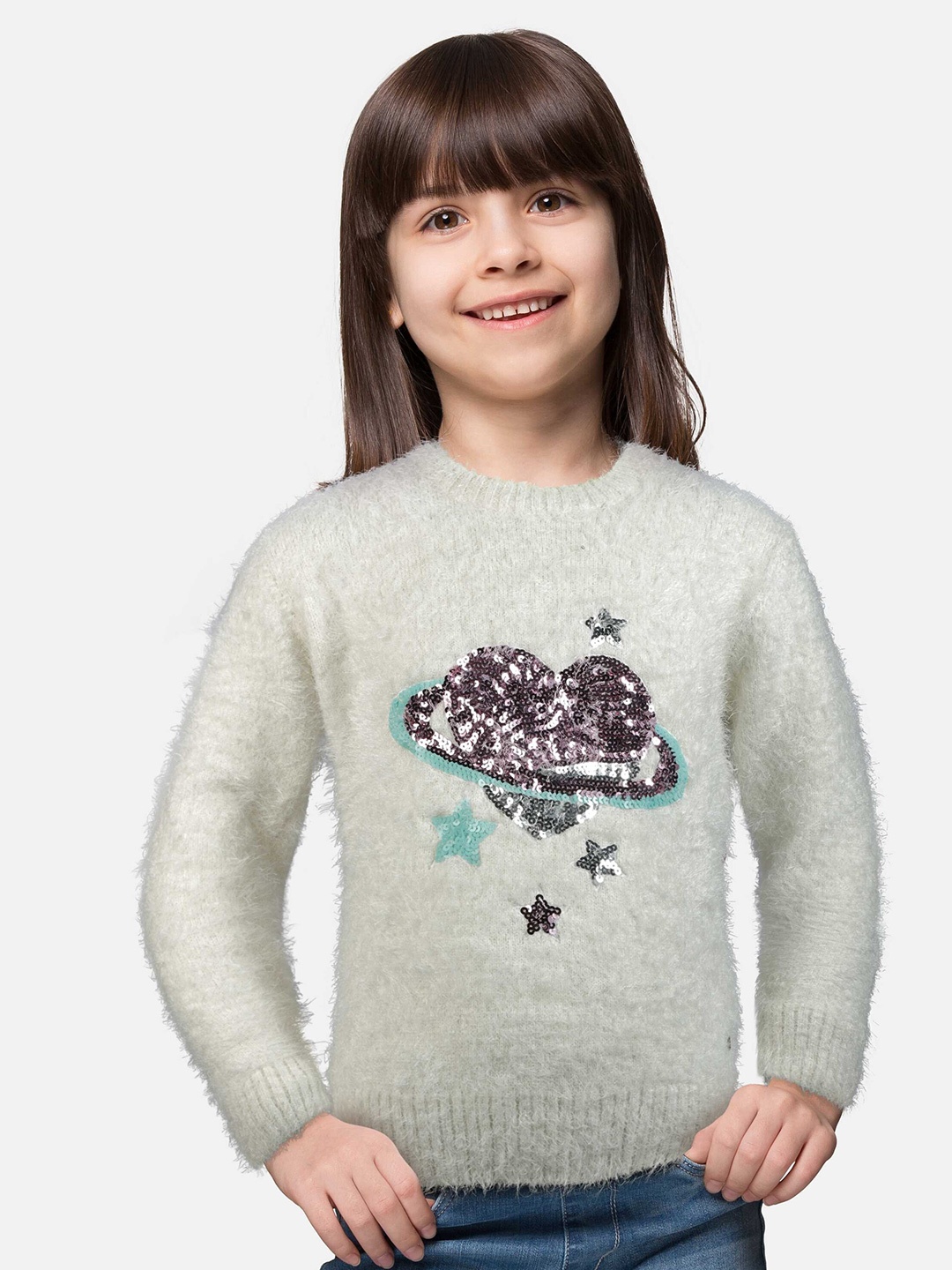 

Gini and Jony Girls Printed Cotton Pullover, White
