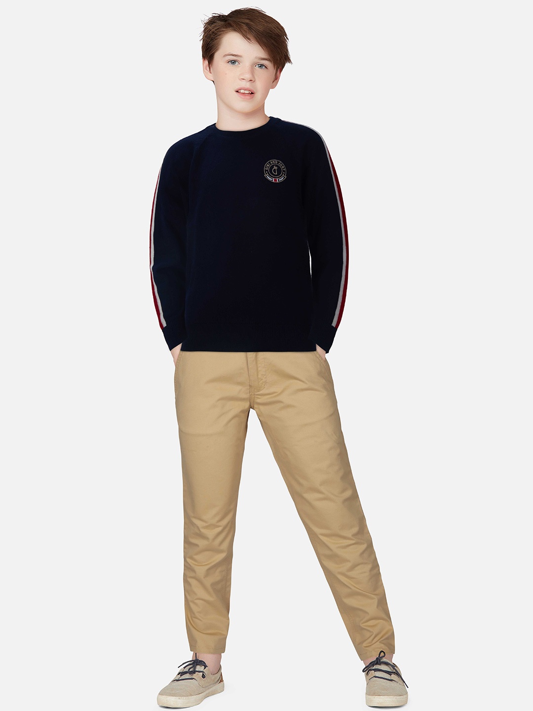 

Gini and Jony Boys Round Neck Wool Pullover, Navy blue