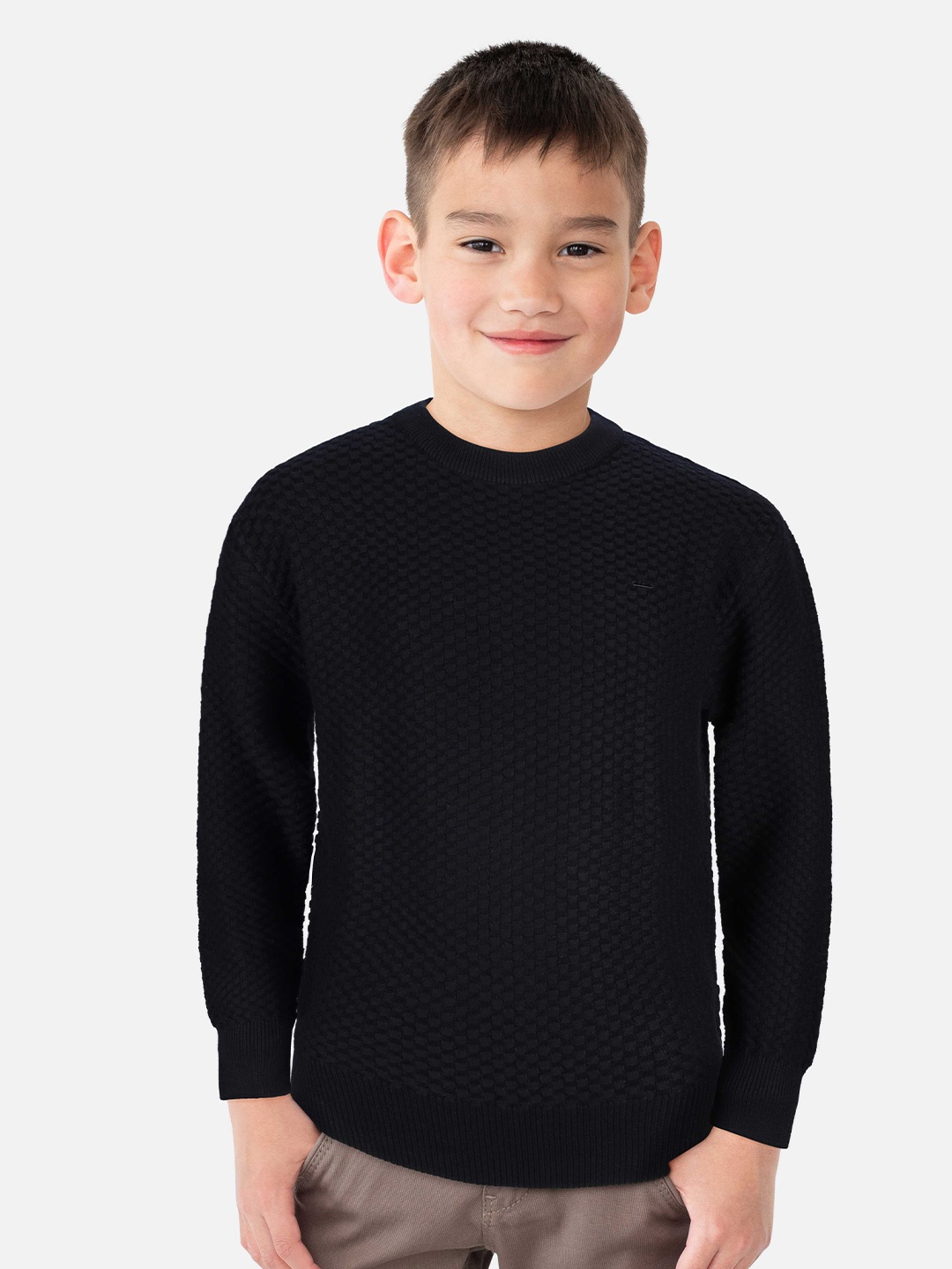 

Gini and Jony Boys Cable Knit Wool Pullover, Black