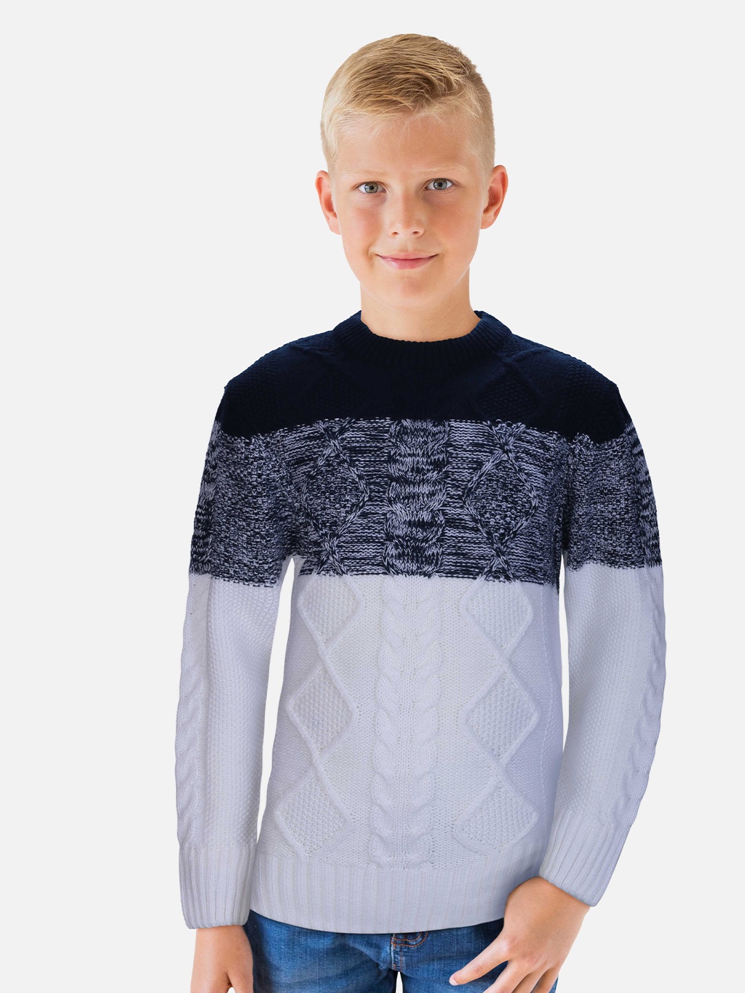 

Gini and Jony Boys Cable Knit Wool Pullover, White