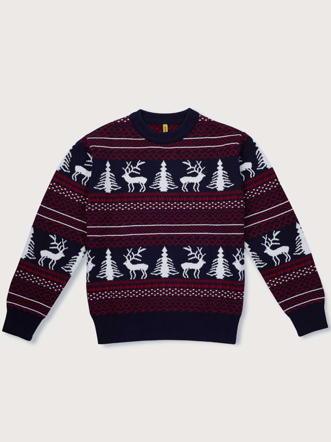 

Gini and Jony Boys Printed Woolen Pullover, Red