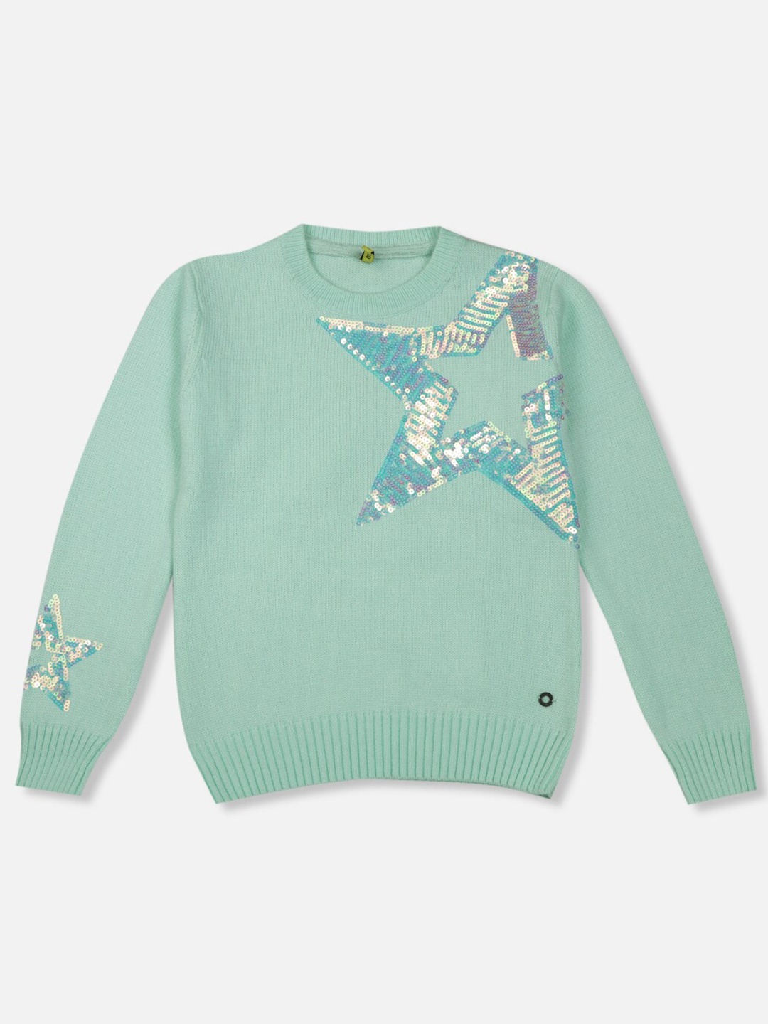 

Gini and Jony Girls Embellished Woolen Pullover, Green