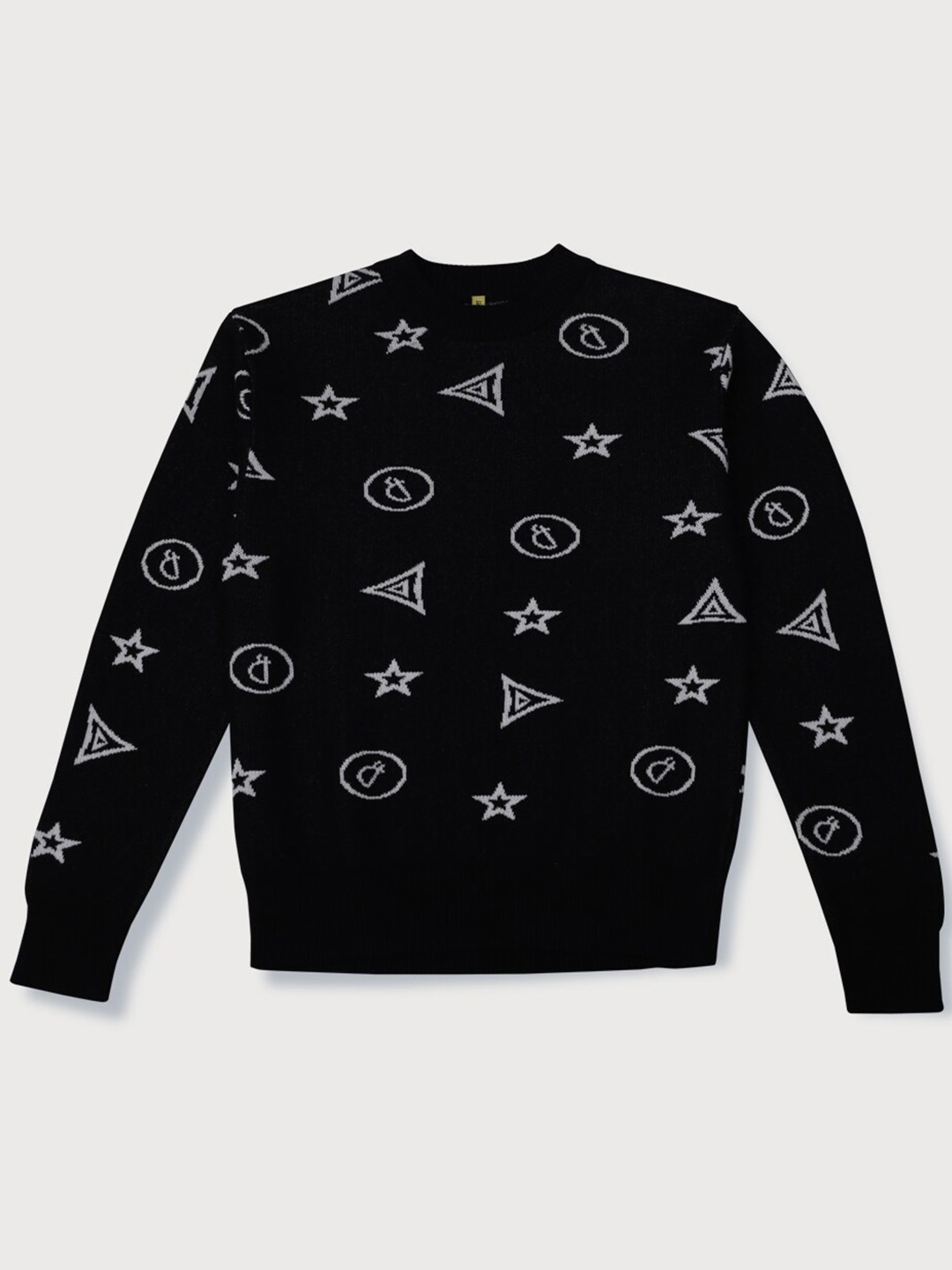 

Gini and Jony Boys Printed Wool Pullover Sweater, Black