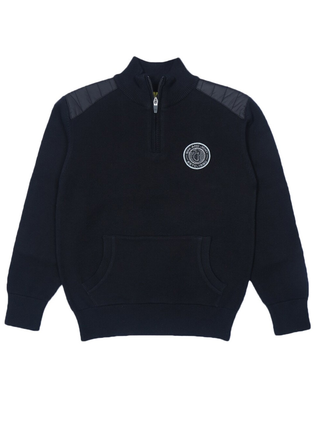

Gini and Jony Boys Round Neck Wool Pullover, Black