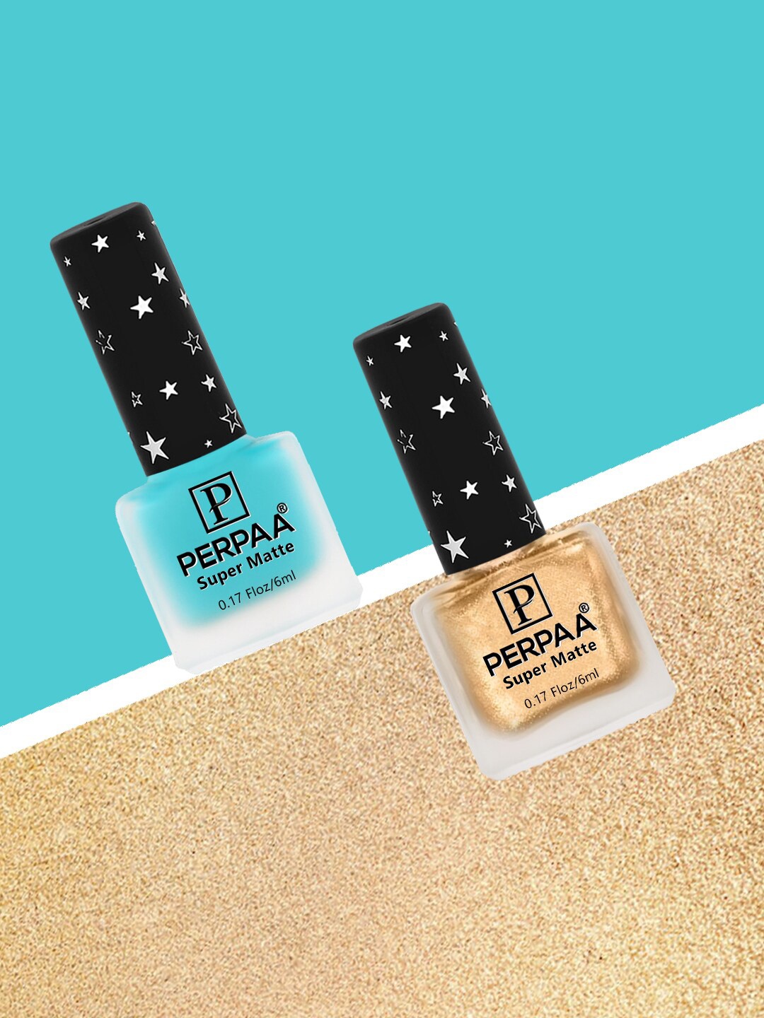 

PERPAA Set of 2 Super Matte Long Lasting & Quick-Dry Nail Polish - 6 ml each, Blue