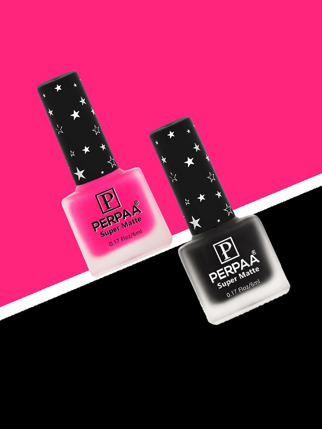 

PERPAA Set of 2 Super Matte Long Lasting & Quick-Dry Nail Polish - 6 ml each, Black
