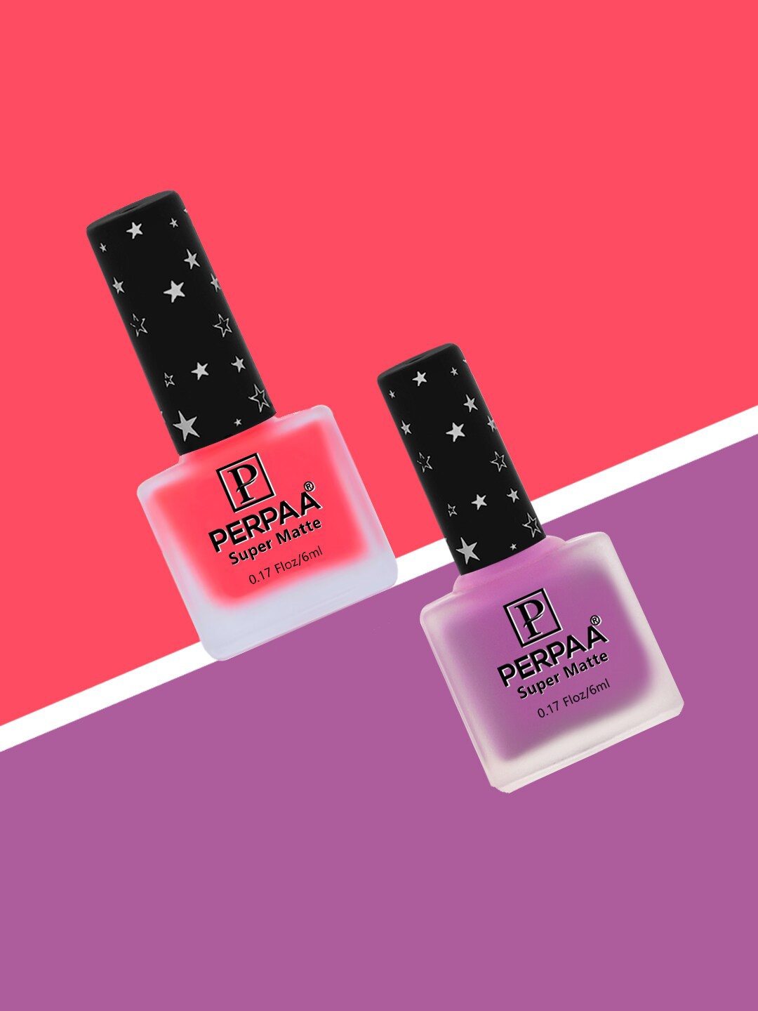 

PERPAA Set of 2 Super Matte Long Lasting & Quick-Dry Nail Polish - 6 ml each, Pink