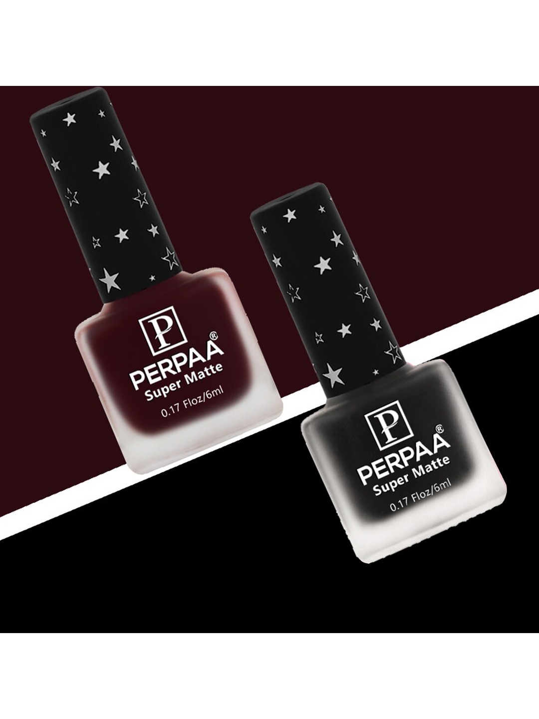 

PERPAA Set of 2 Super Matte Long Lasting & Quick-Dry Nail Polish - 6 ml each, Black