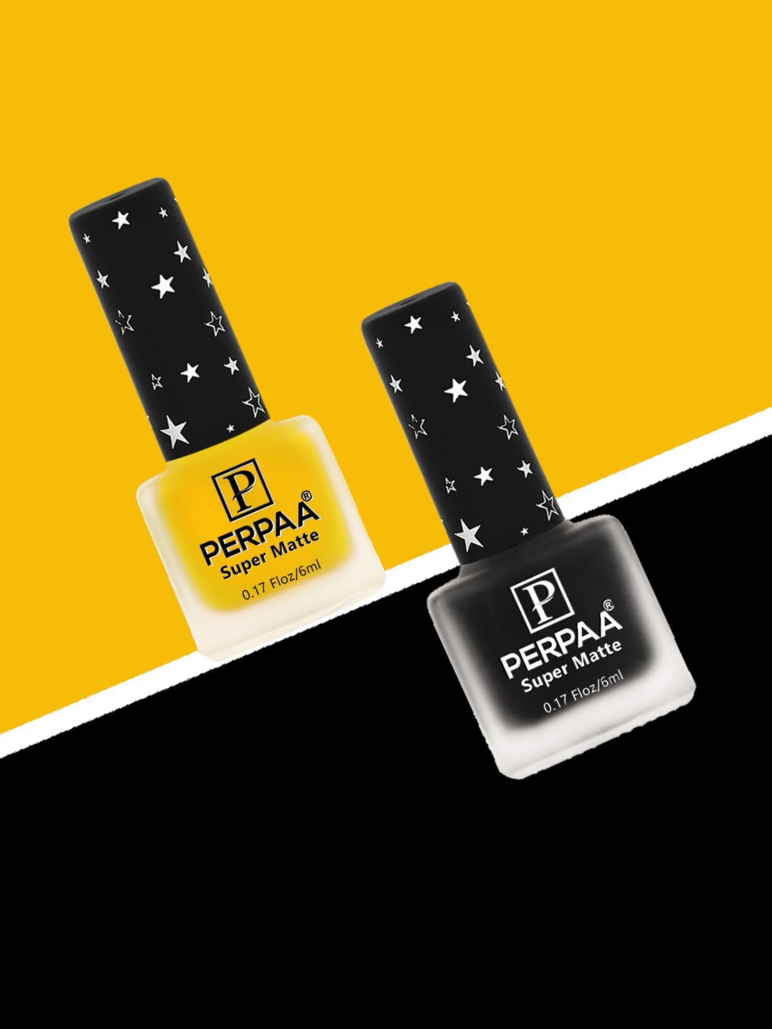 

PERPAA Set of 2 Super Matte Long Lasting & Quick-Dry Nail Polish - 6 ml each, Black