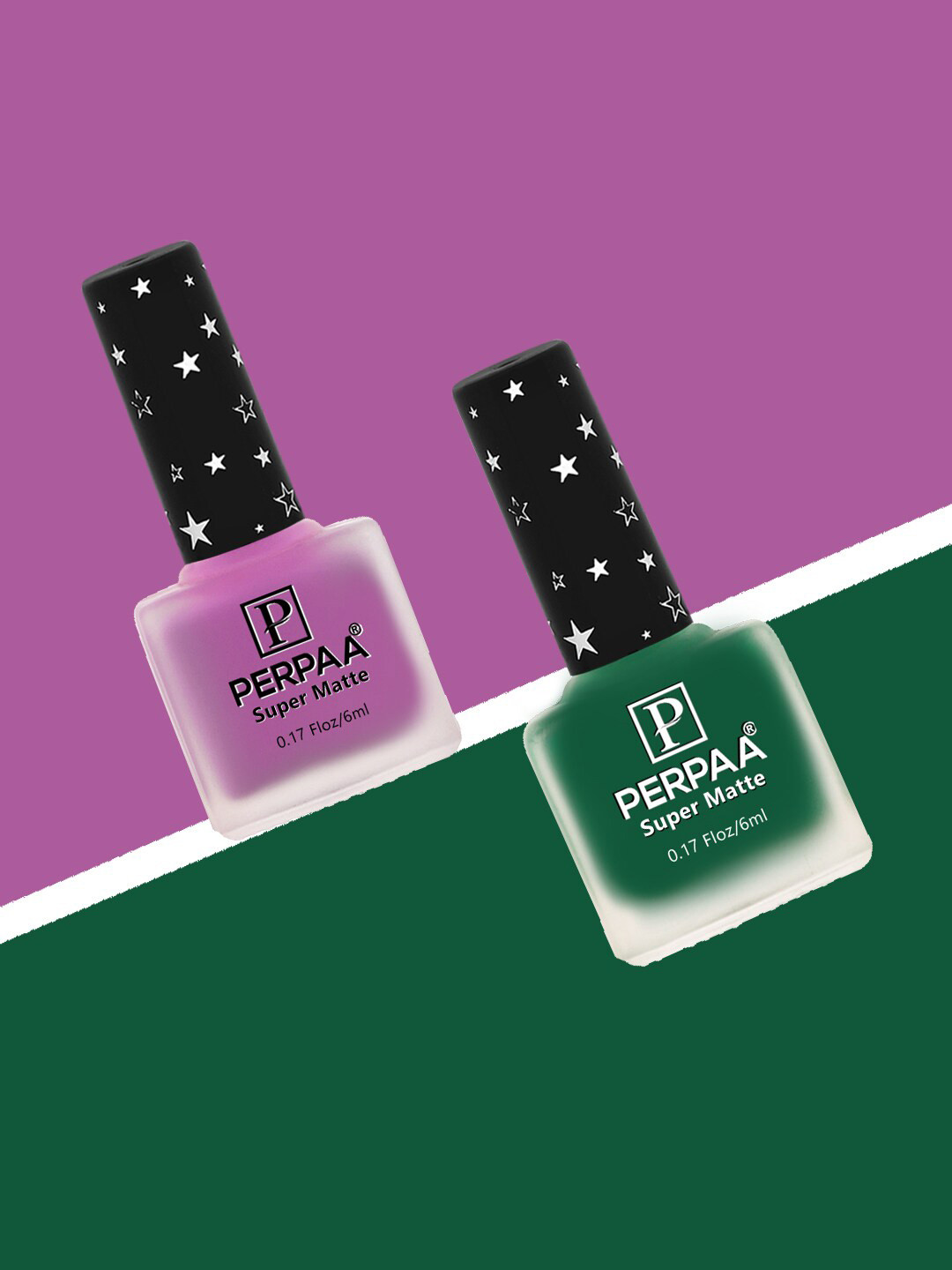 

PERPAA Set of 2 Super Matte Long Lasting & Quick-Dry Nail Polish - 6 ml each, Green
