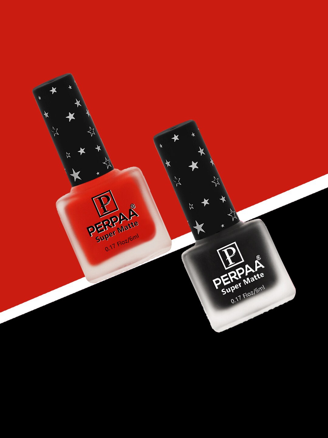 

PERPAA Set of 2 Super Matte Long Lasting & Quick-Dry Nail Polish - 6 ml each, Black