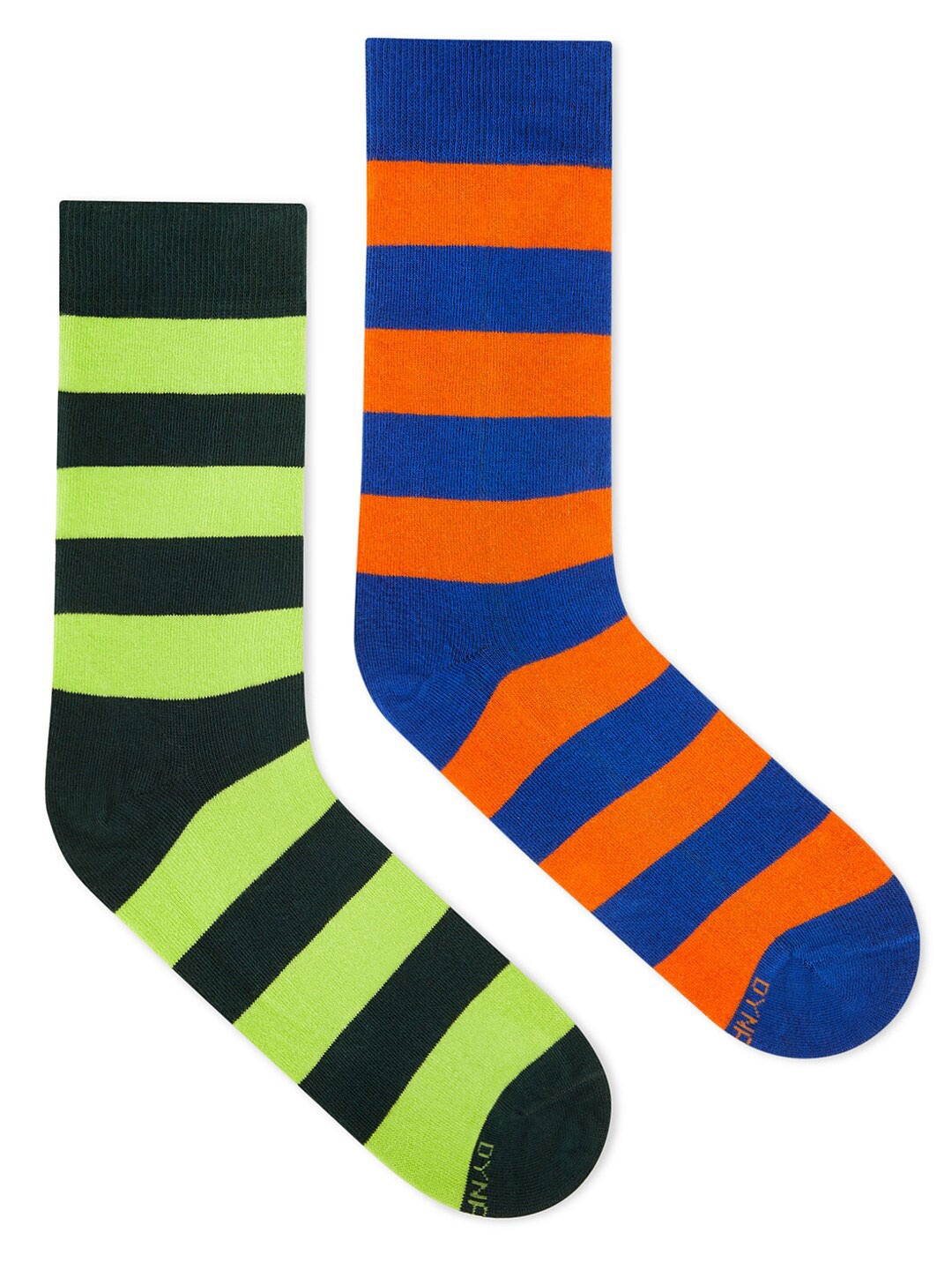 

Dynamocks Pack Of 2 Striped Calf-Length Socks, Lime green