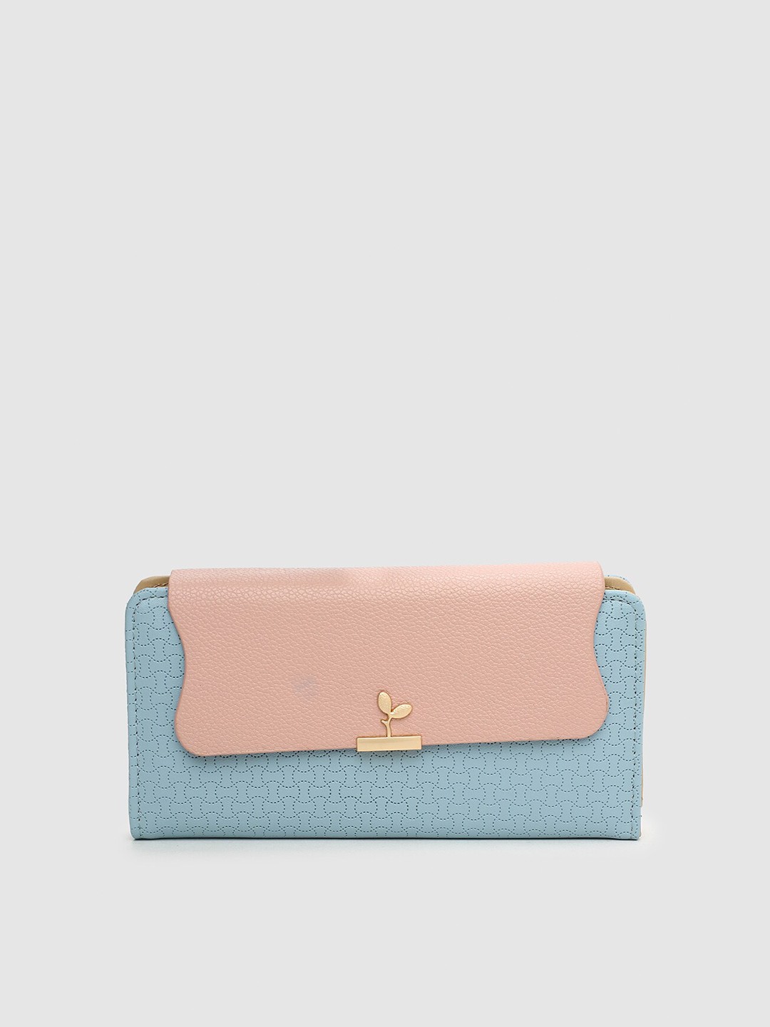 

max Women Geometric PU Three Fold Wallet With SD Card Holder, Turquoise blue