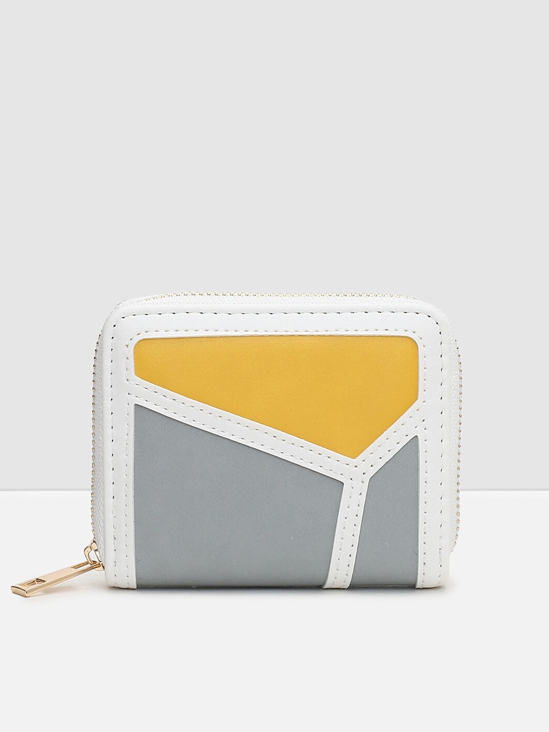 

max Women Colourblocked PU Zip Around Wallet, Grey