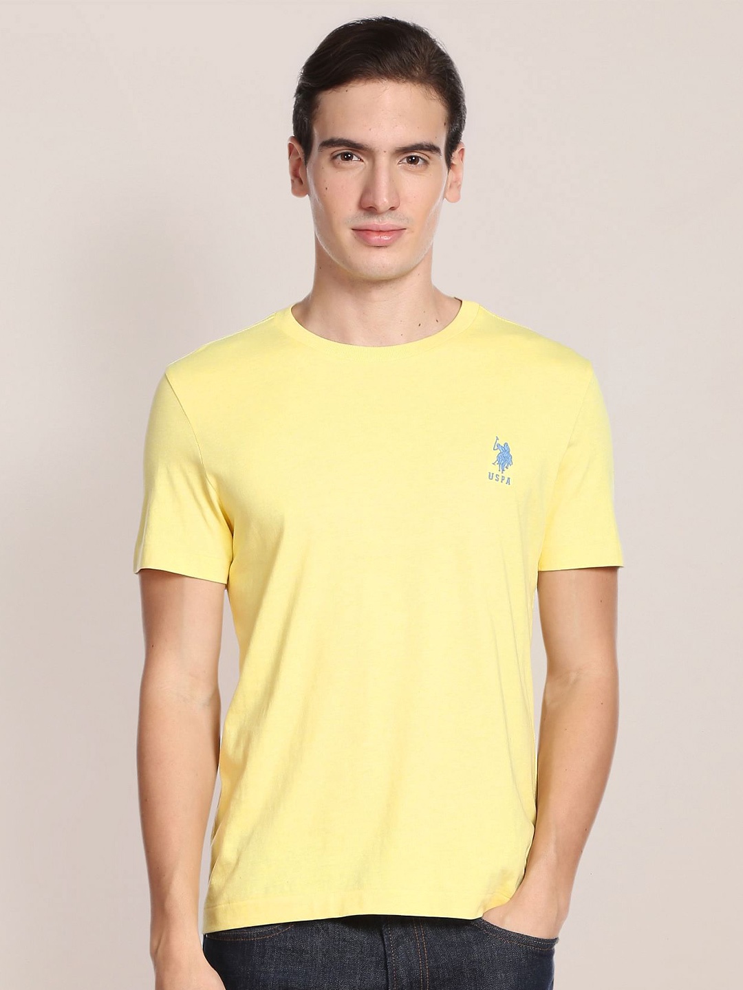 

U.S. Polo Assn. Men Plus size Round neck Slim Fit Cotton T-shirt, Yellow