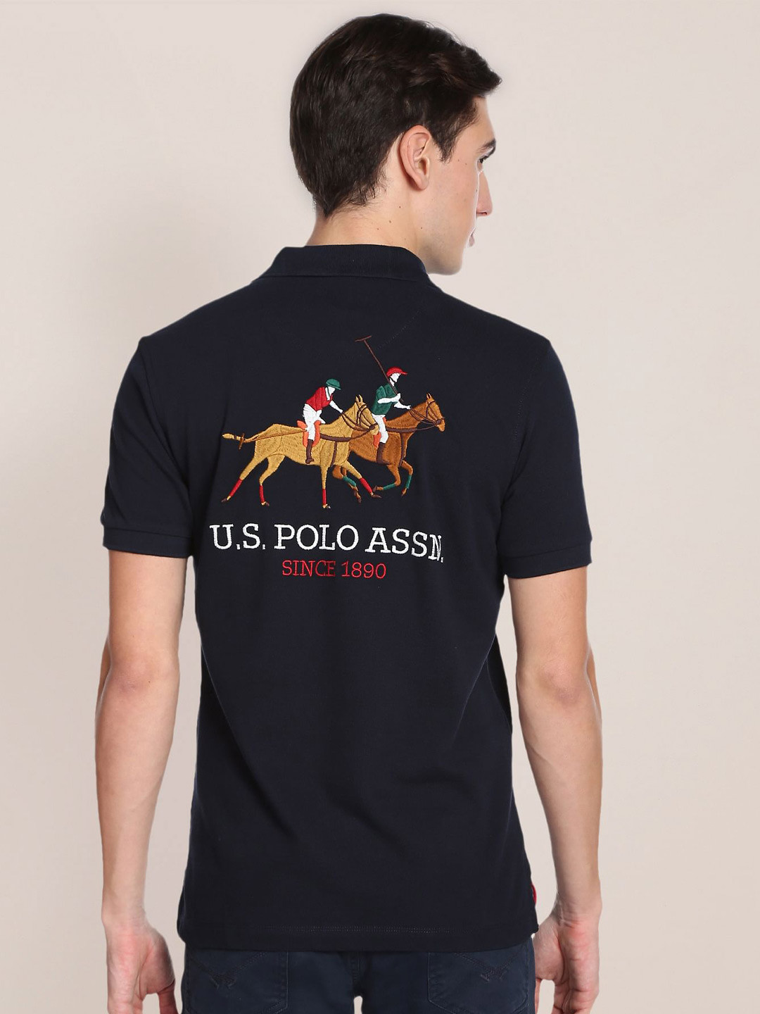 

U.S. Polo Assn. Men Polo Collar Pure Cotton T-shirt, Navy blue
