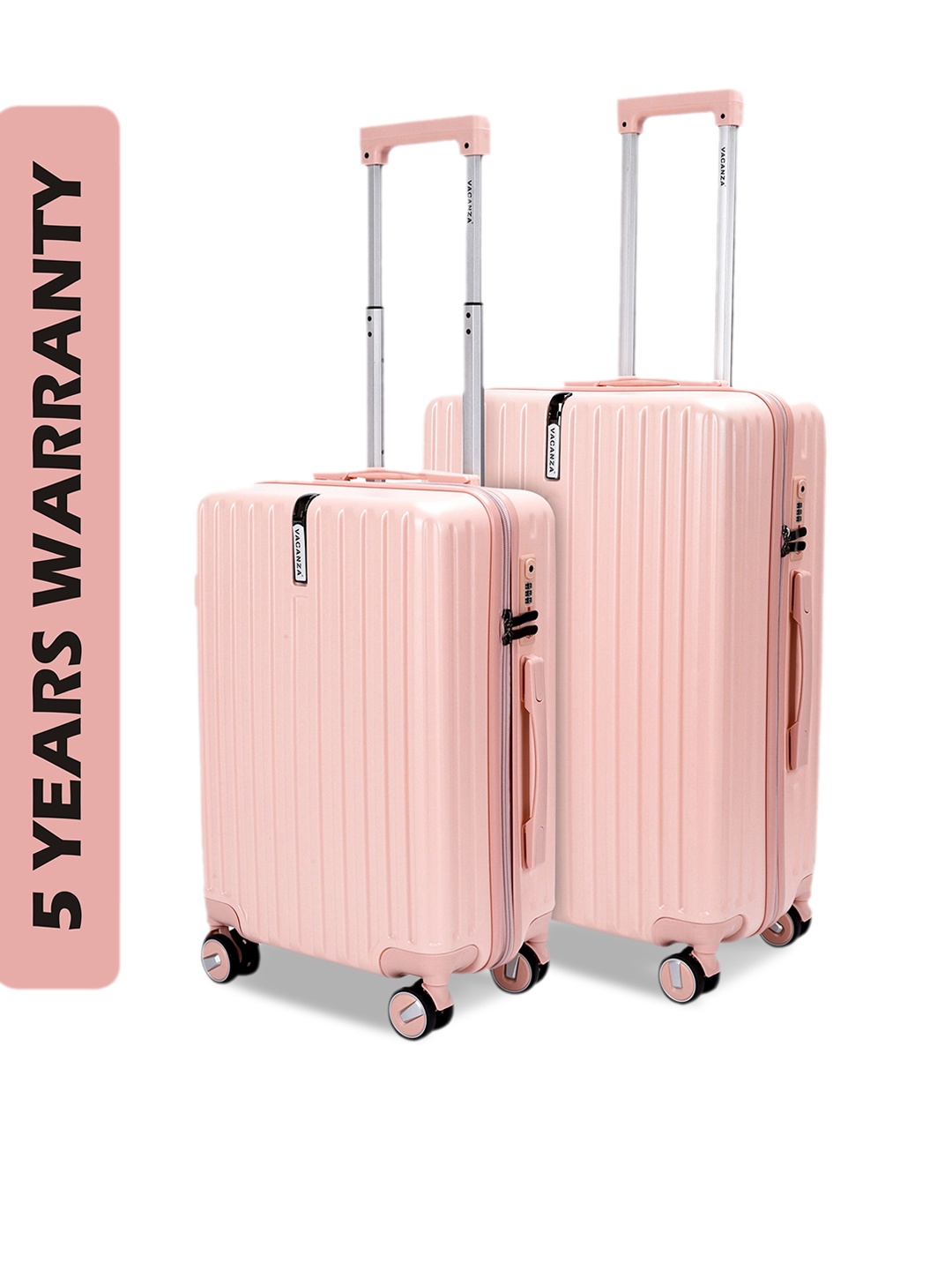 

3G Set Of 2 Textured Trolley Bag, Pink