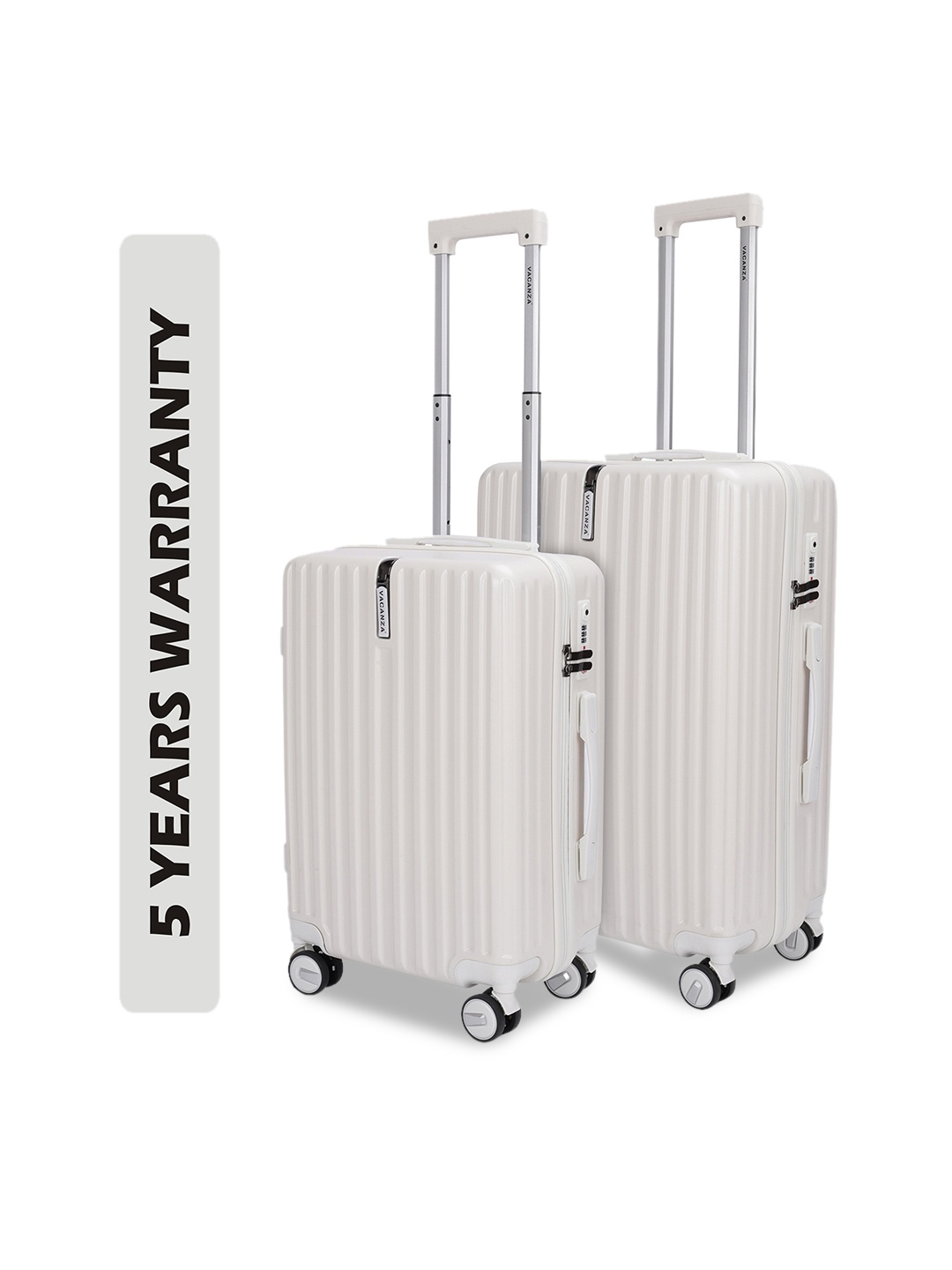 

3G Set Of 2 Textured Suitcase Trolley Bag, White