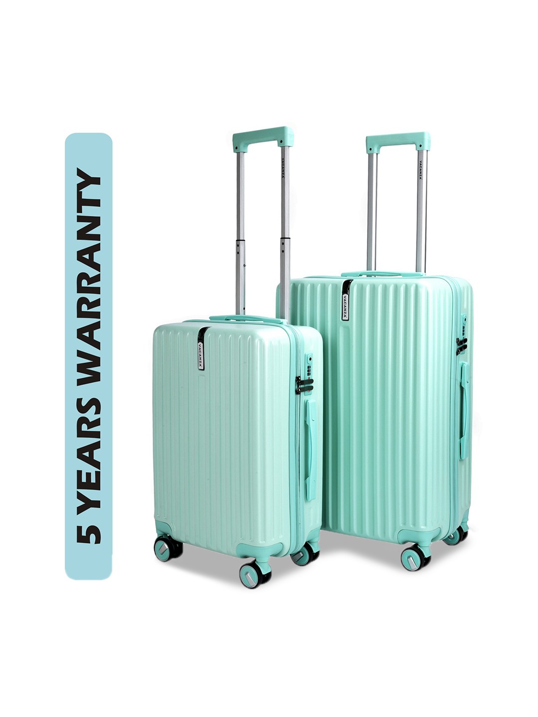 

3G Set Of 2 Textured Trolley Suitcase, Green
