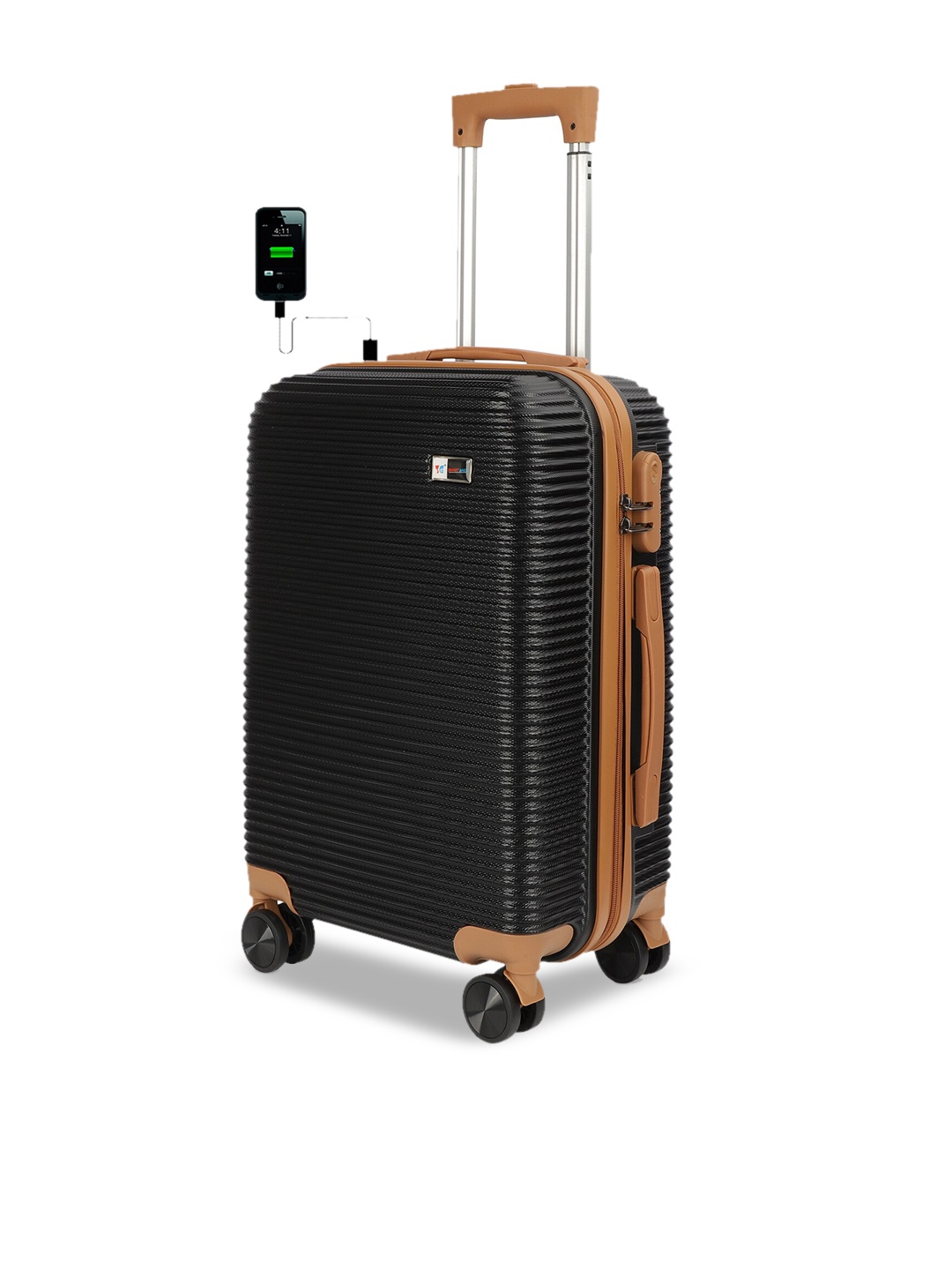

3G Textured Hard-Sided LightWeight Trolley Suitcase, Black