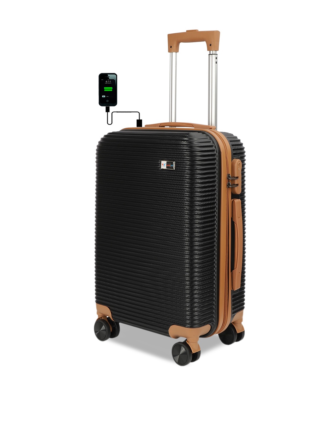 

3G Textured Hard-Sided Medium Trolley Suitcase 65 L, Black
