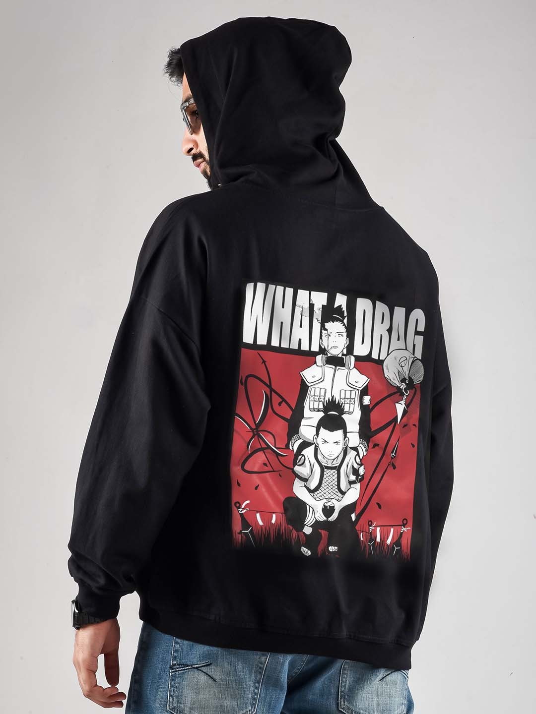 

COMICSENSE Men Typography Printed Naruto Anime Hooded Sweatshirt, Black