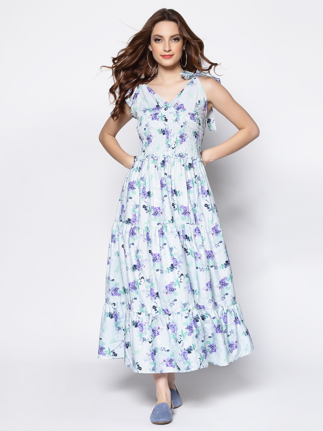 

Sera Floral Crepe Maxi Dress, Blue