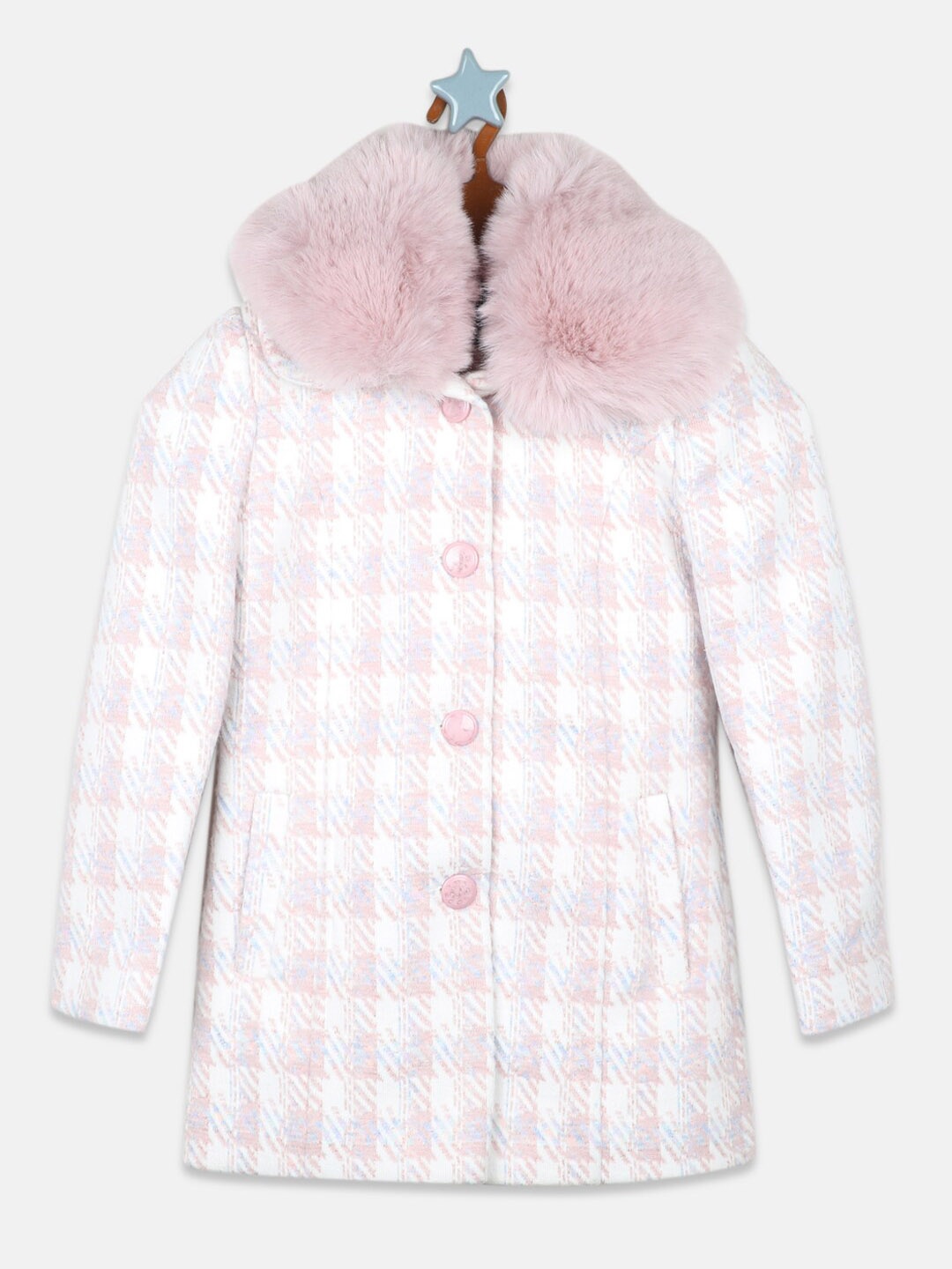 

Monte Carlo Girls Checked Parka Coat, Pink