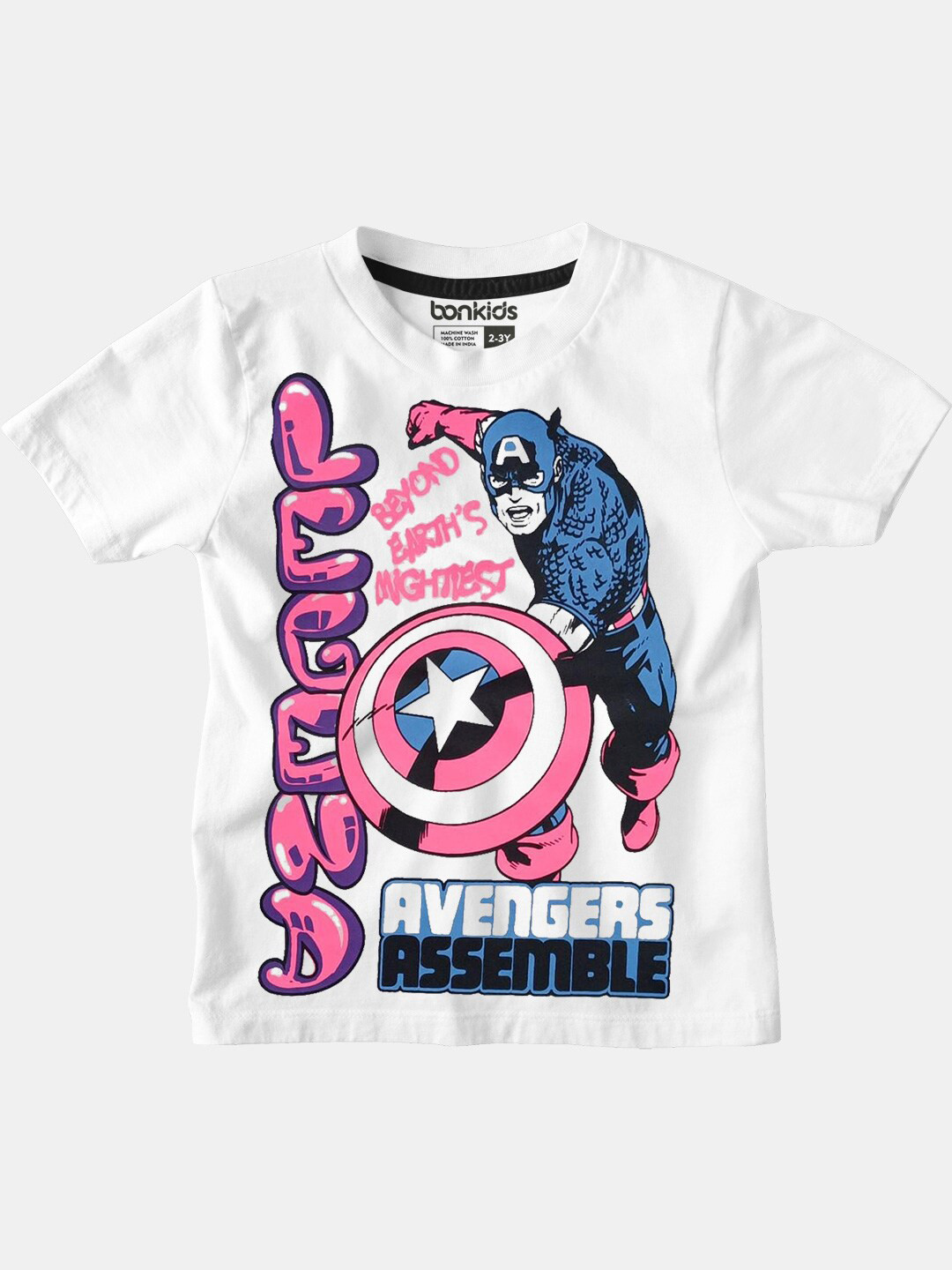 

BONKIDS Boys Typography Printed Cotton T-shirt, White